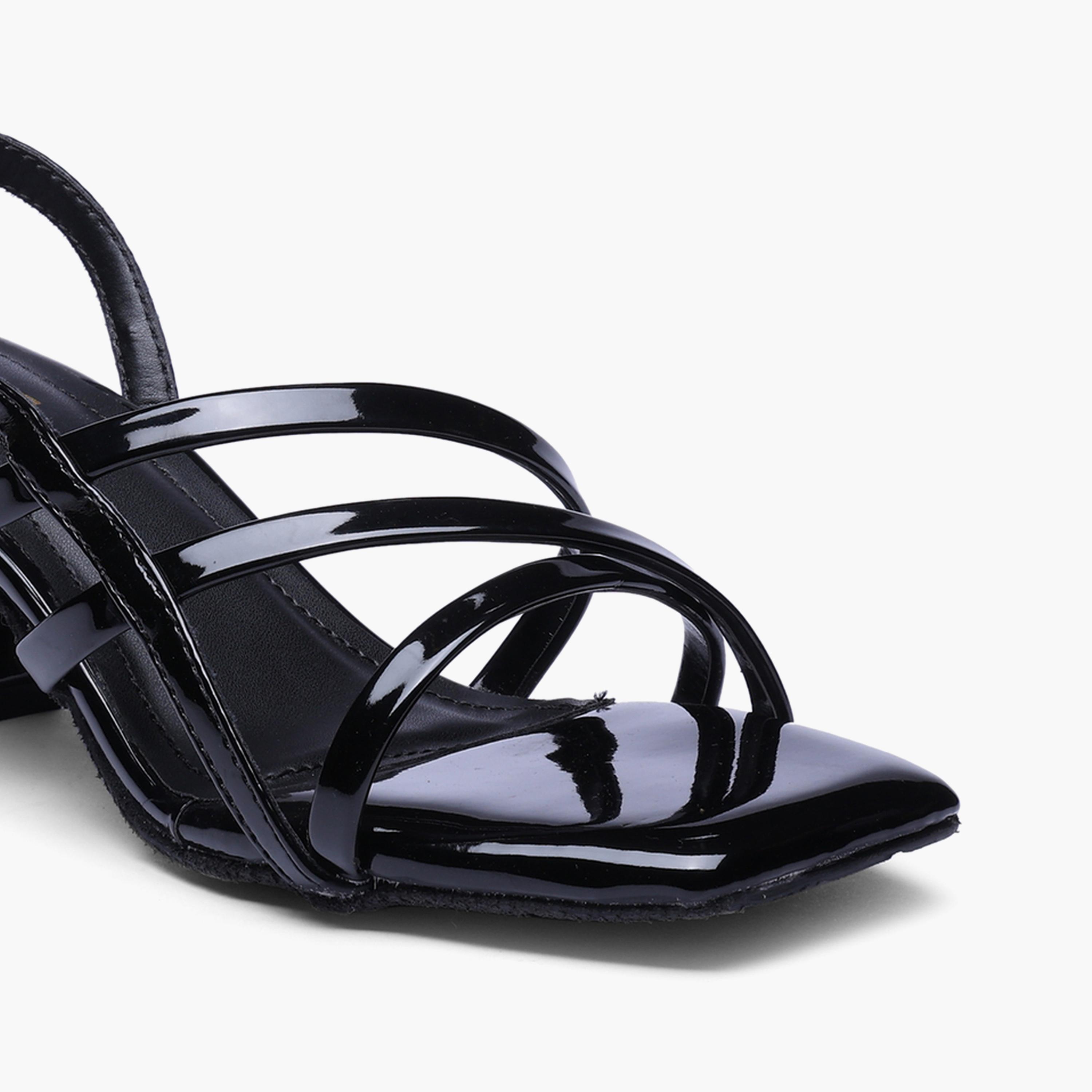 GNIST X Styli Black Strappy Mid Heel Sandals-women-shoes-sandals-heeled-image-3