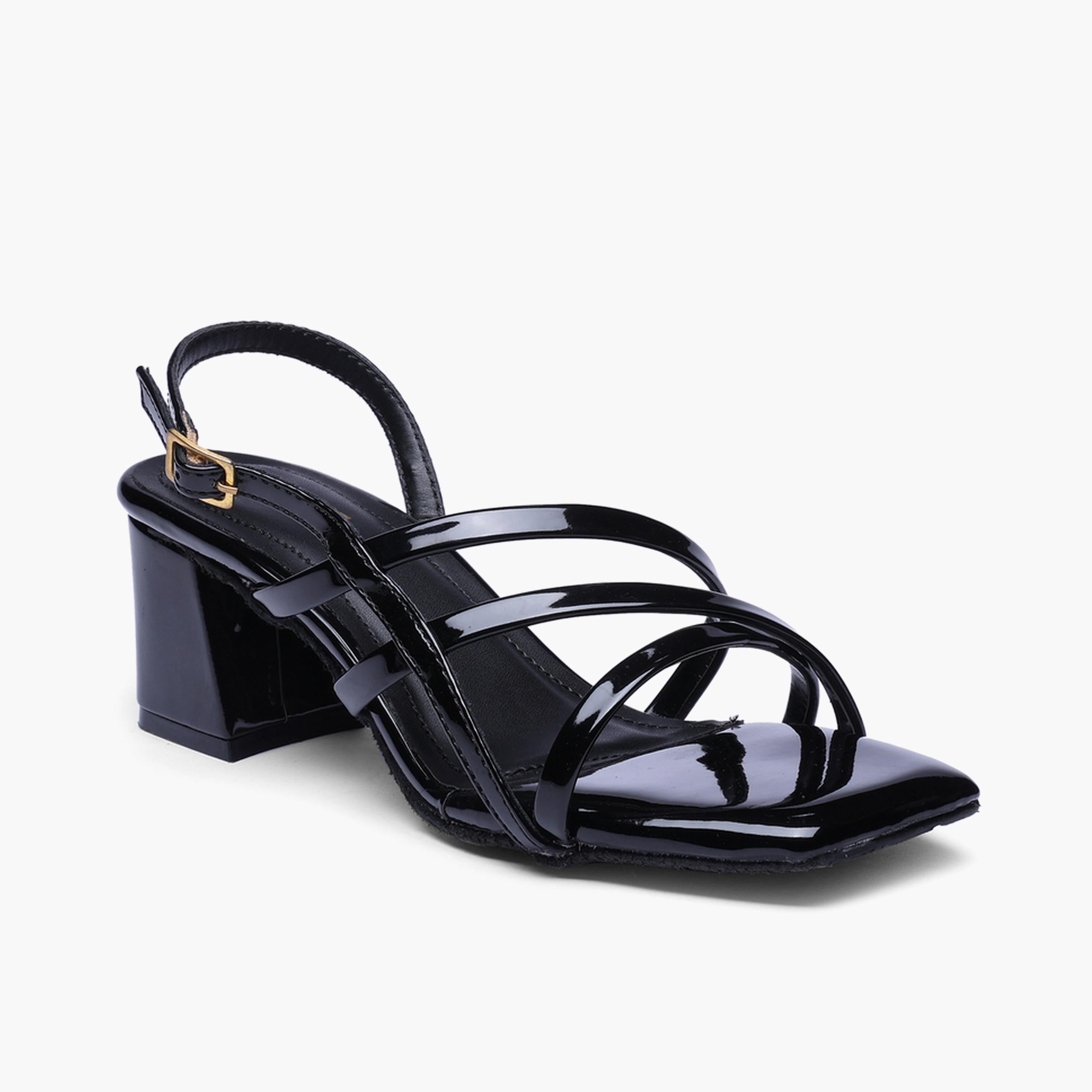 GNIST X Styli Black Strappy Mid Heel Sandals-women-shoes-sandals-heeled-image-4