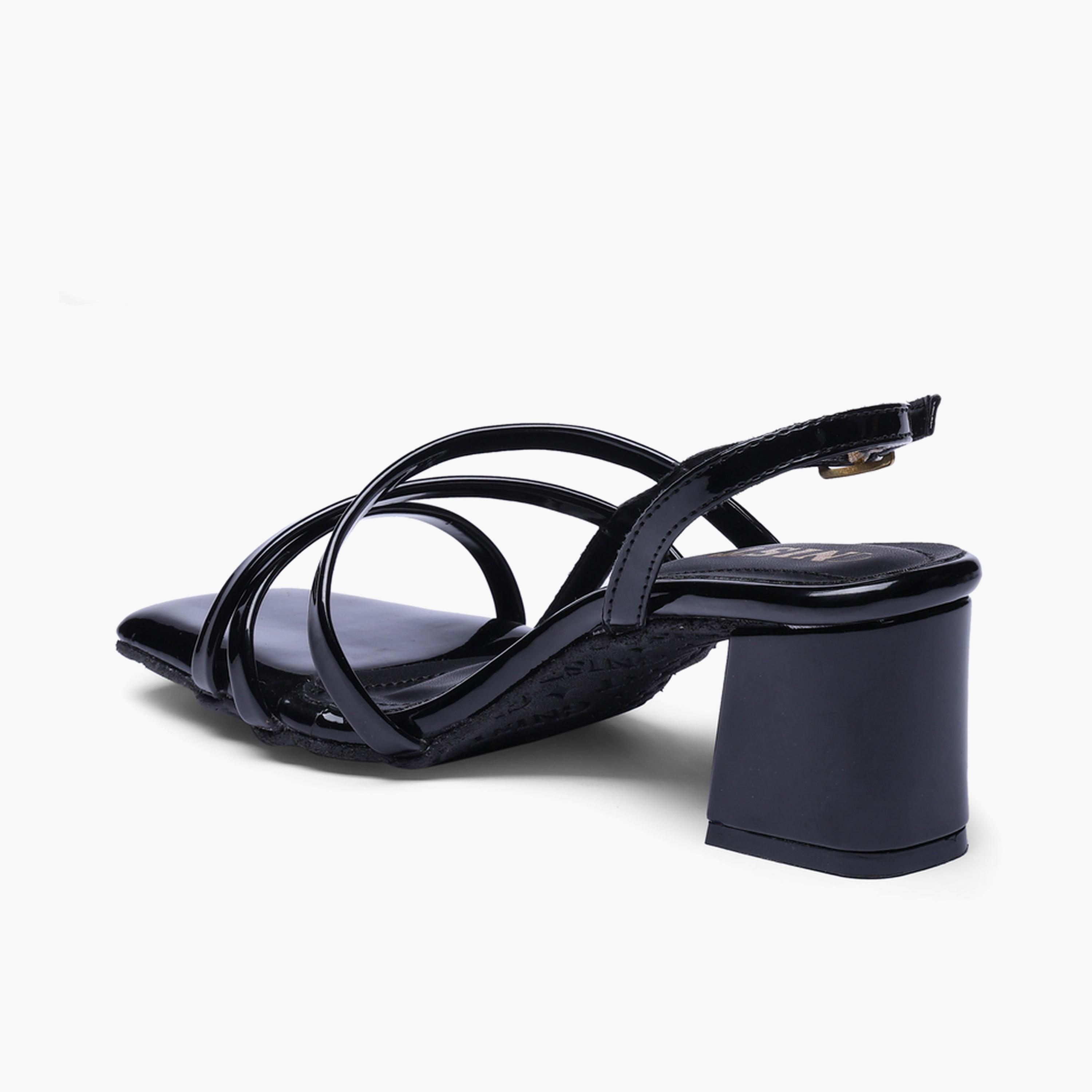 GNIST X Styli Black Strappy Mid Heel Sandals-women-shoes-sandals-heeled-image-6
