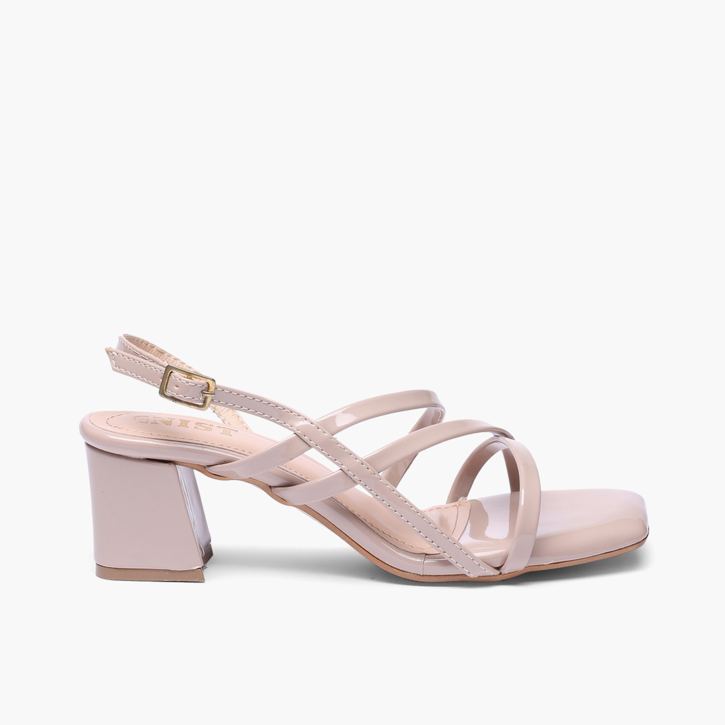 صندل نيود بشرائط وكعب متوسط وتصميم بمقدمة مربعة-women-shoes-sandals-heeled-image-2