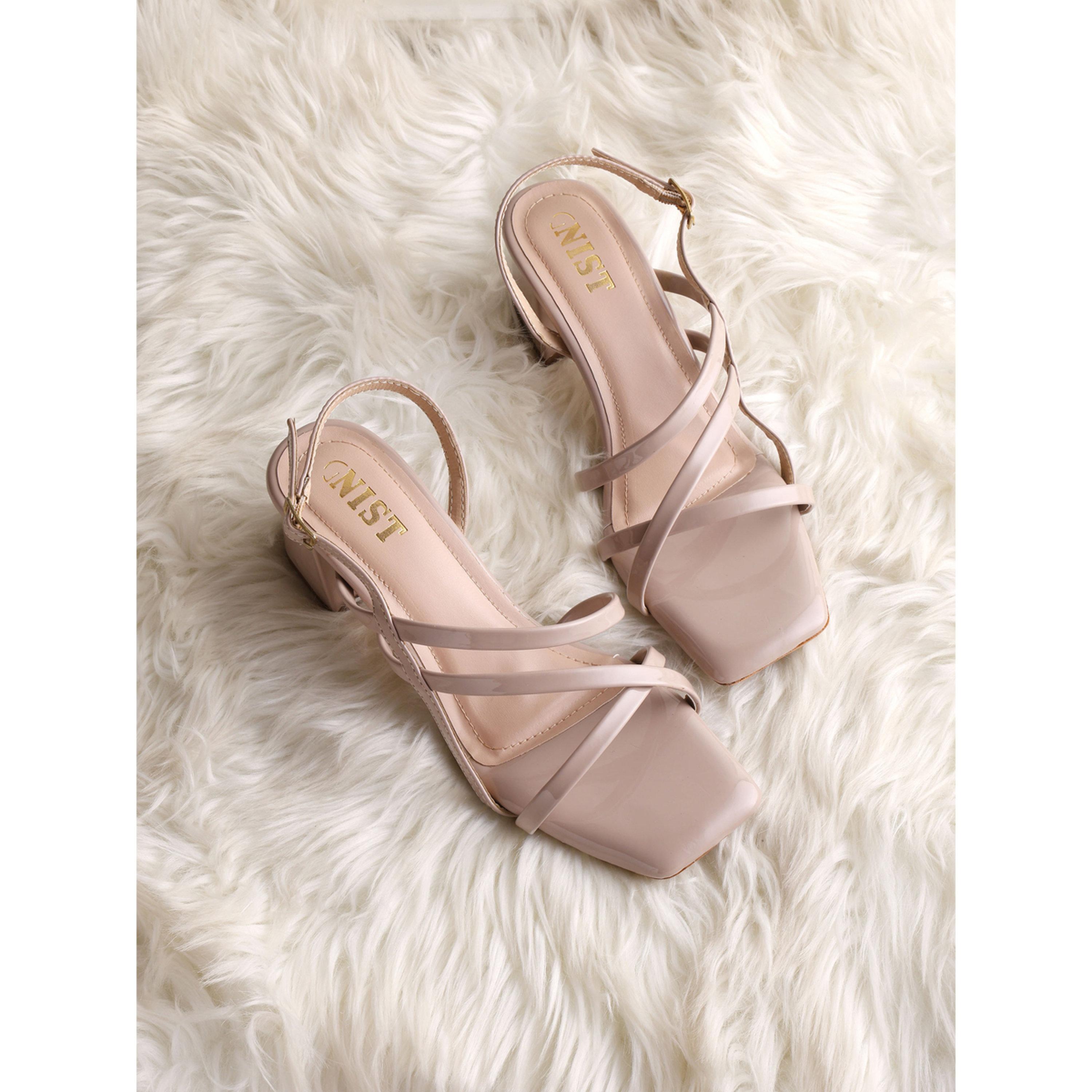 صندل نيود بشرائط وكعب متوسط وتصميم بمقدمة مربعة-women-shoes-sandals-heeled-image-5