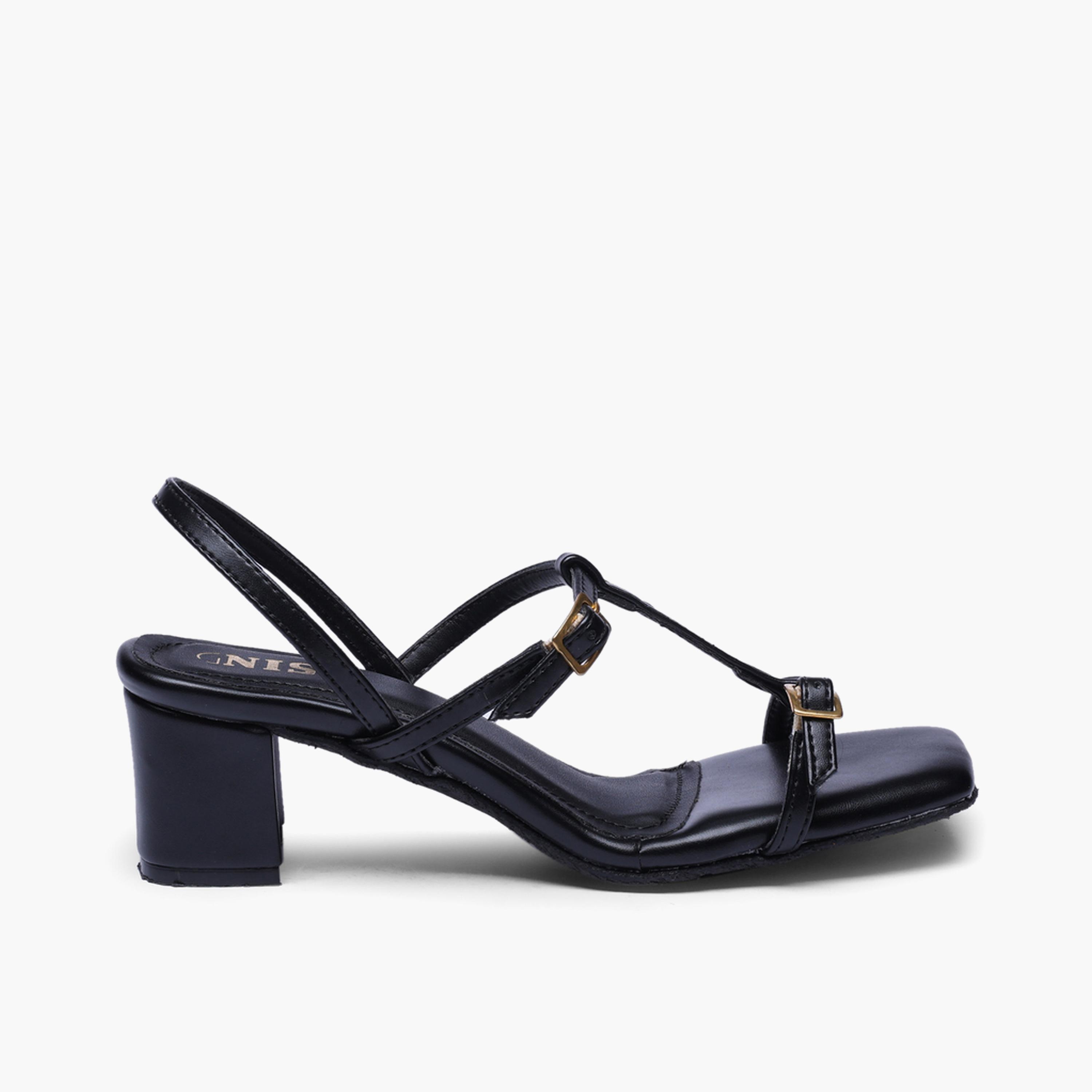 صندل بكعب متوسط وحزام شكل تي باللون الأسود-women-shoes-sandals-heeled-image-2