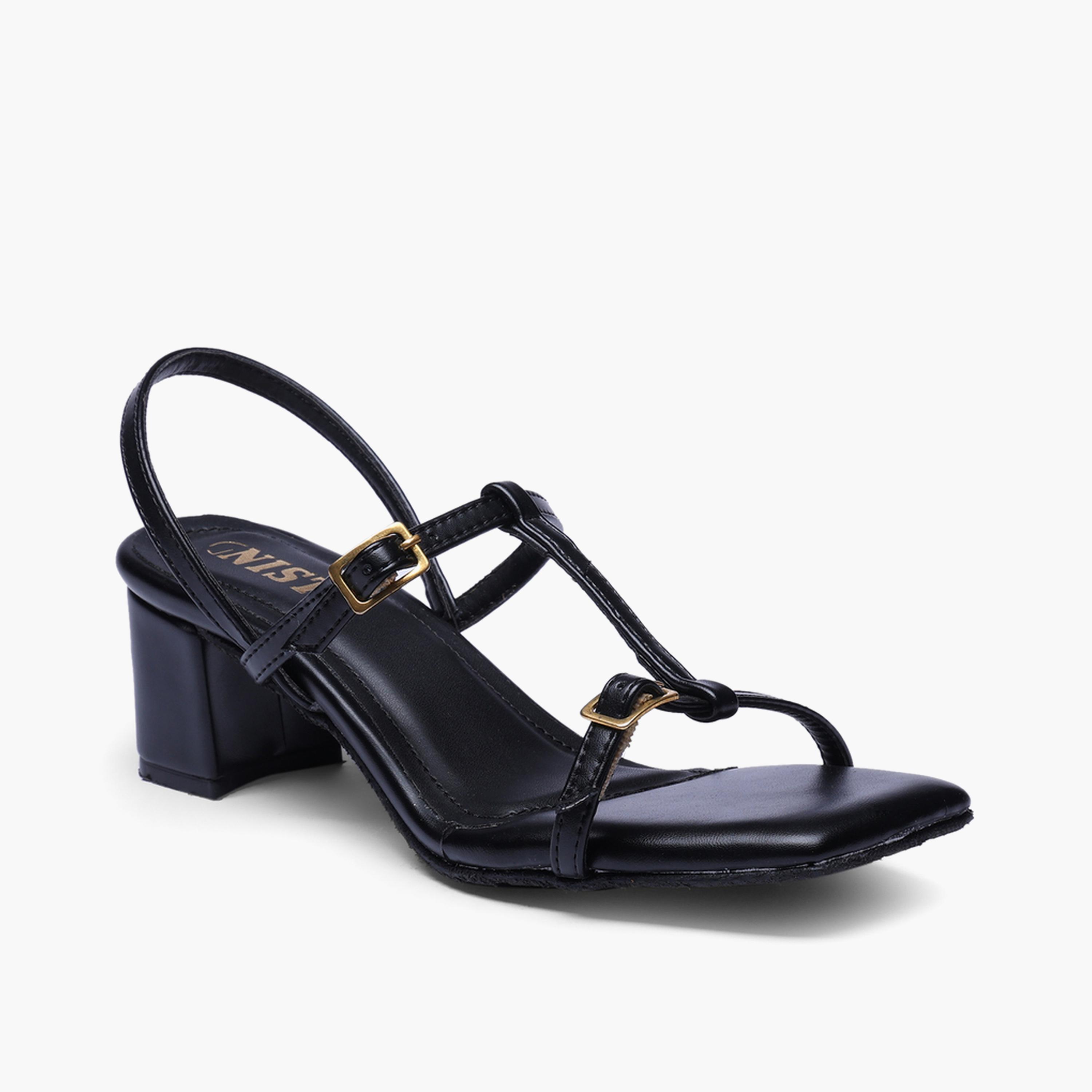 صندل بكعب متوسط وحزام شكل تي باللون الأسود-women-shoes-sandals-heeled-image-3