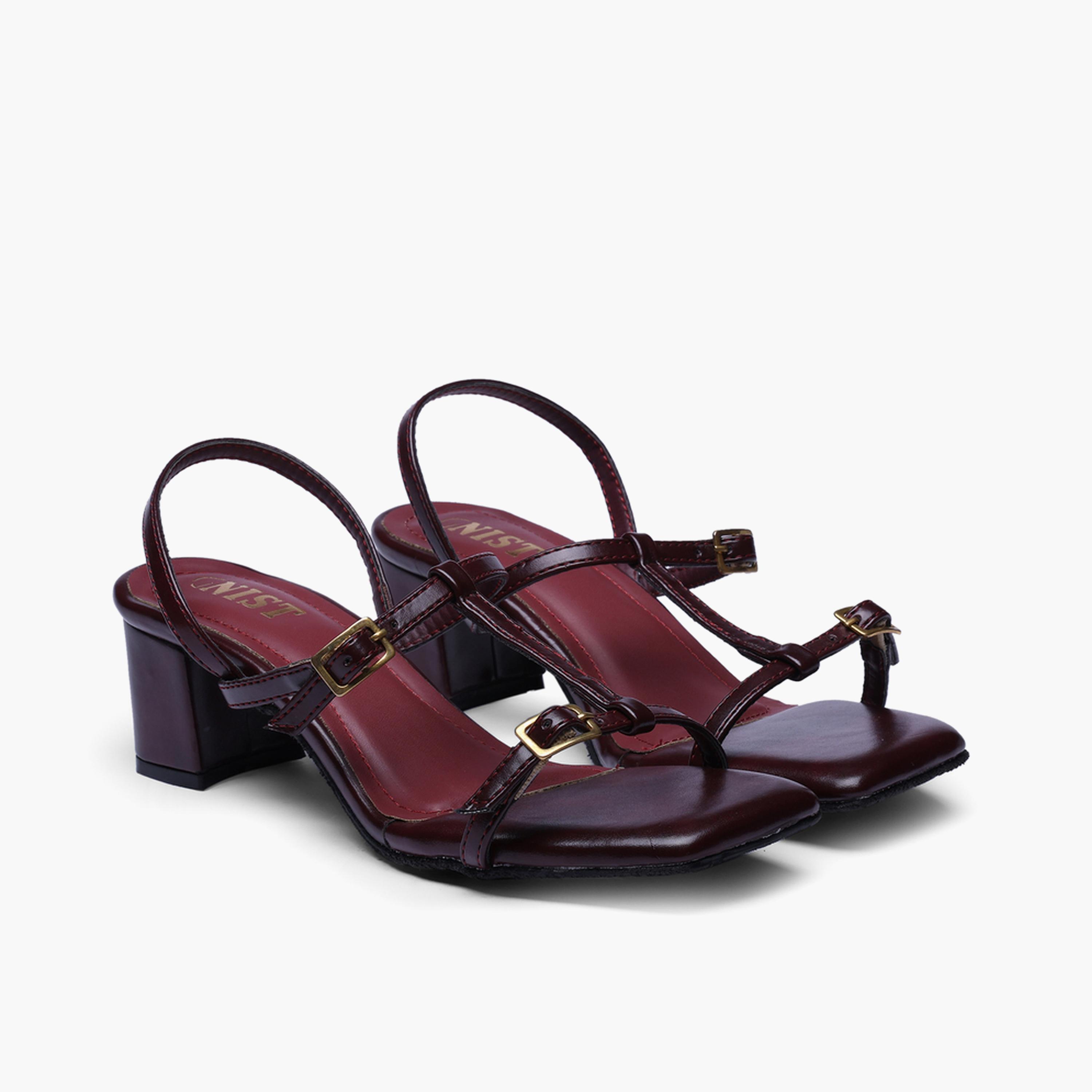 صندل بكعب متوسط وحزام شكل تي باللون البورغندي-women-shoes-sandals-heeled-image-1