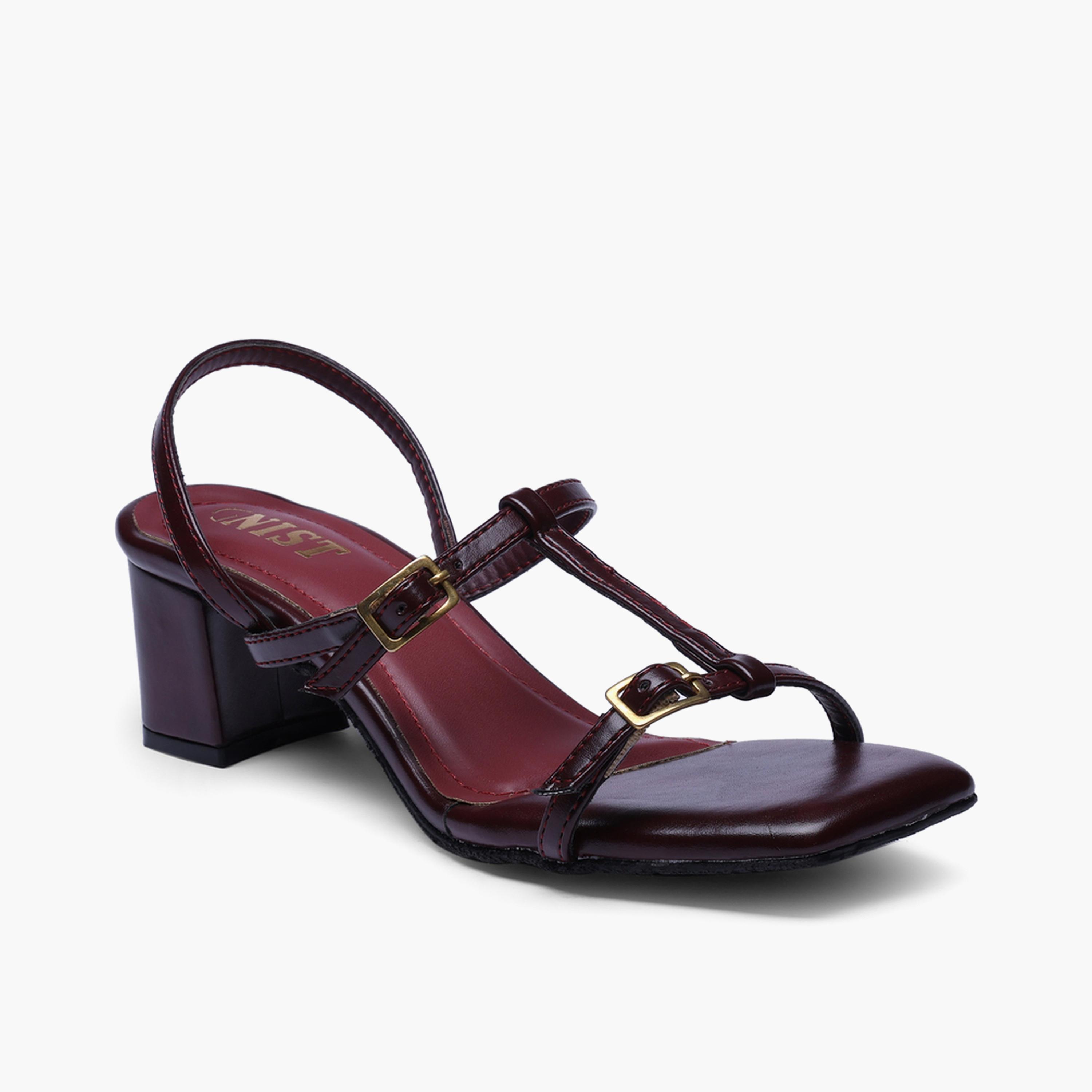 صندل بكعب متوسط وحزام شكل تي باللون البورغندي-women-shoes-sandals-heeled-image-4