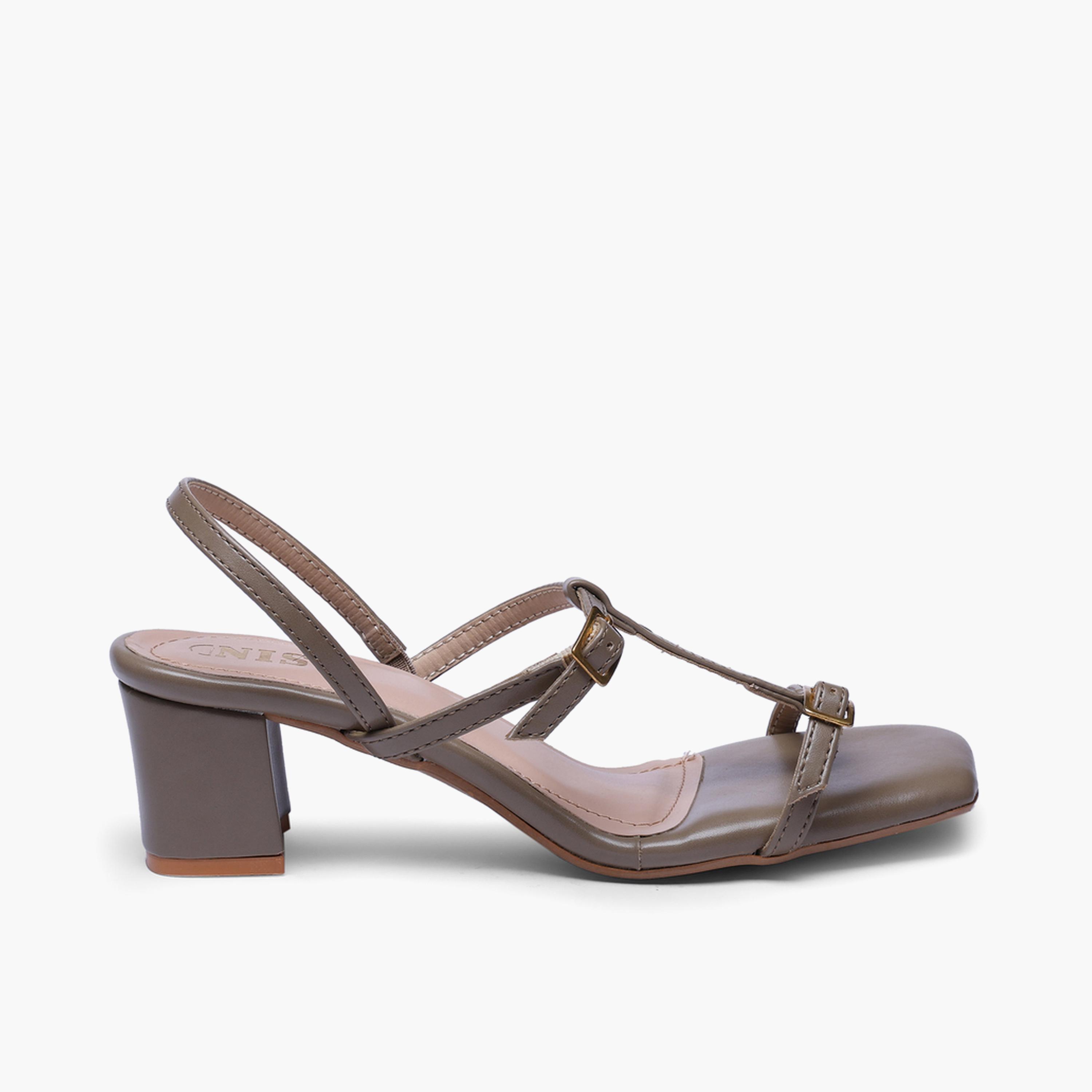صندل بكعب متوسط وحزام شكل تي باللون الزيتي-women-shoes-sandals-heeled-image-2