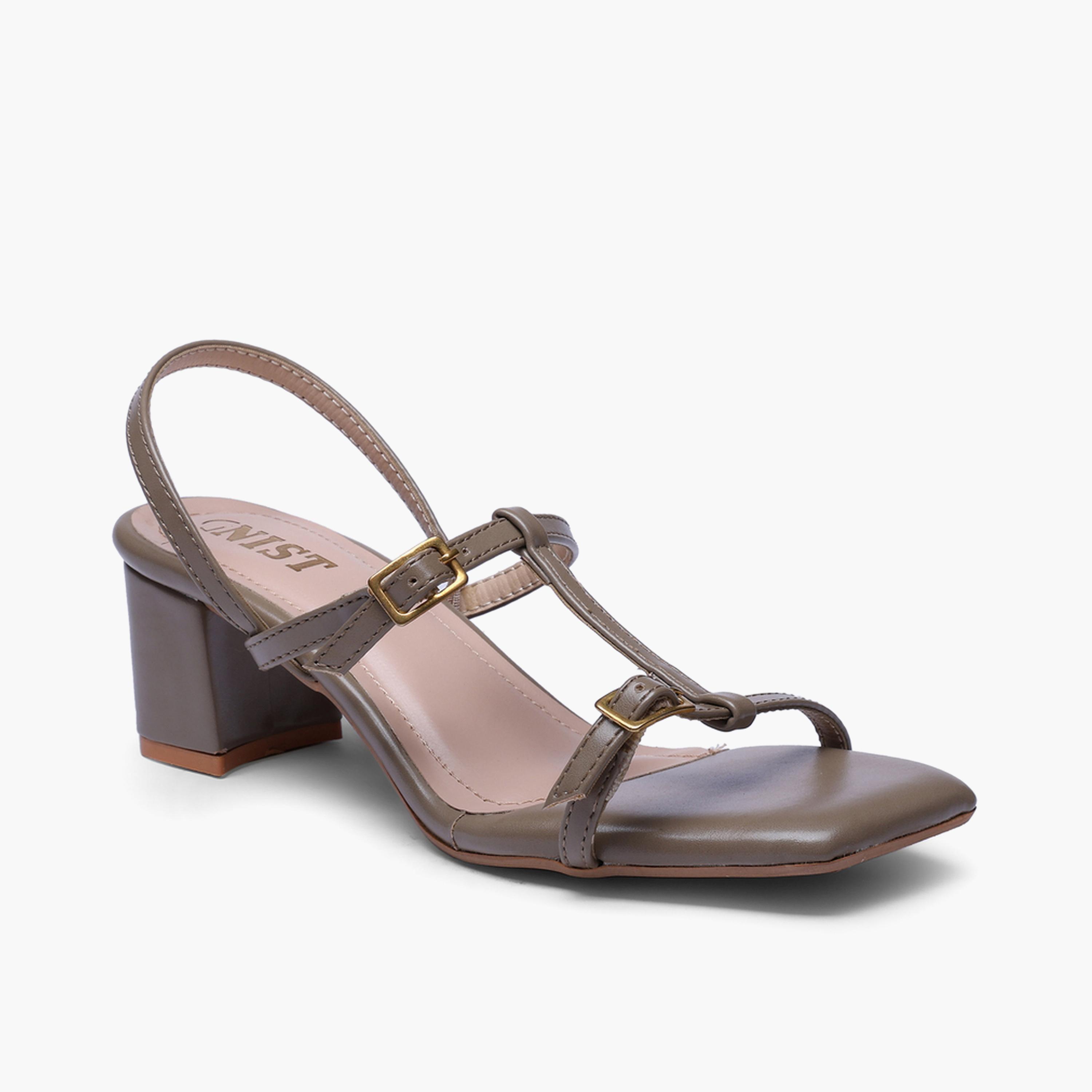 صندل بكعب متوسط وحزام شكل تي باللون الزيتي-women-shoes-sandals-heeled-image-4