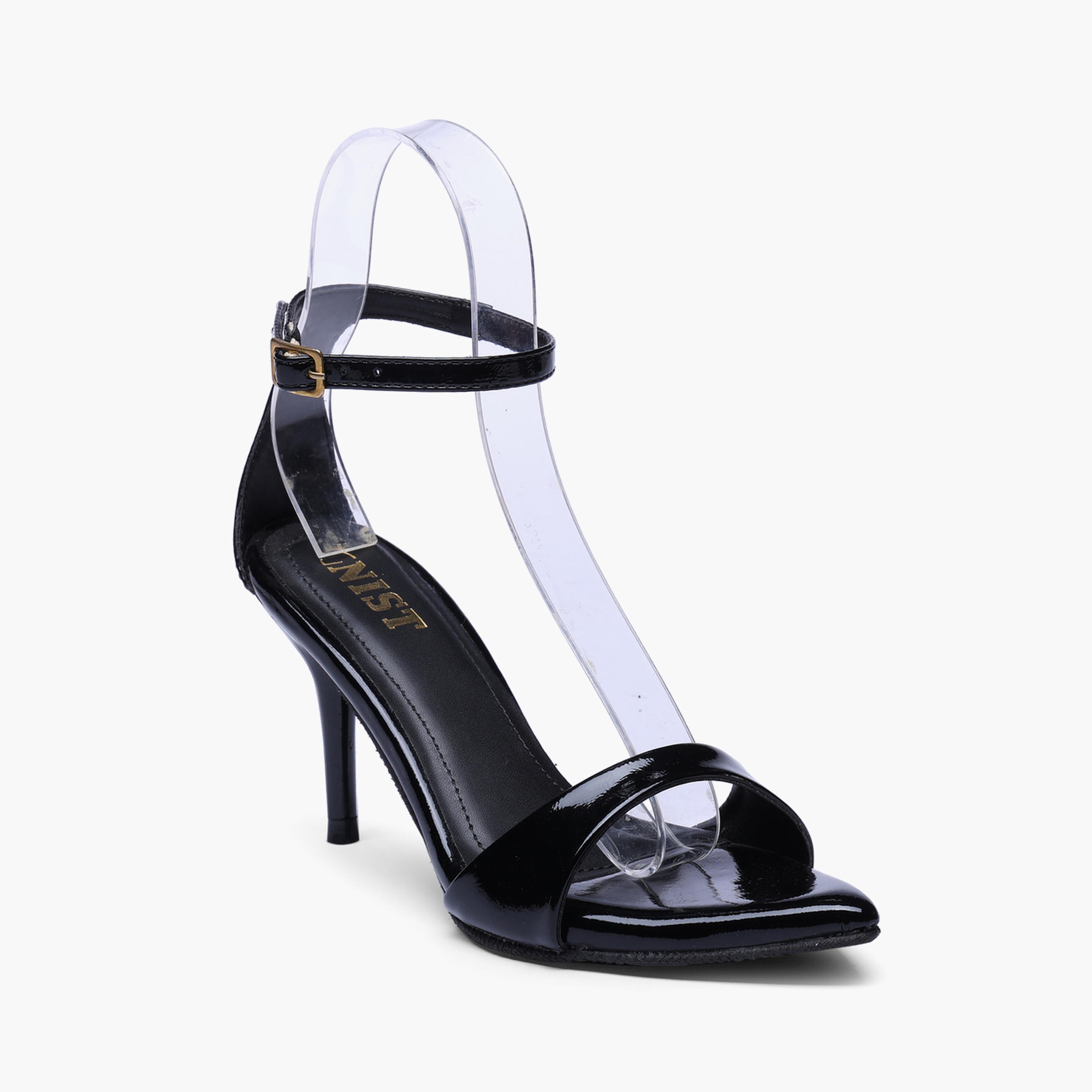 صندل بكعب متوسط وحزام كاحل باللون الأسود-women-shoes-sandals-heeled-image-4