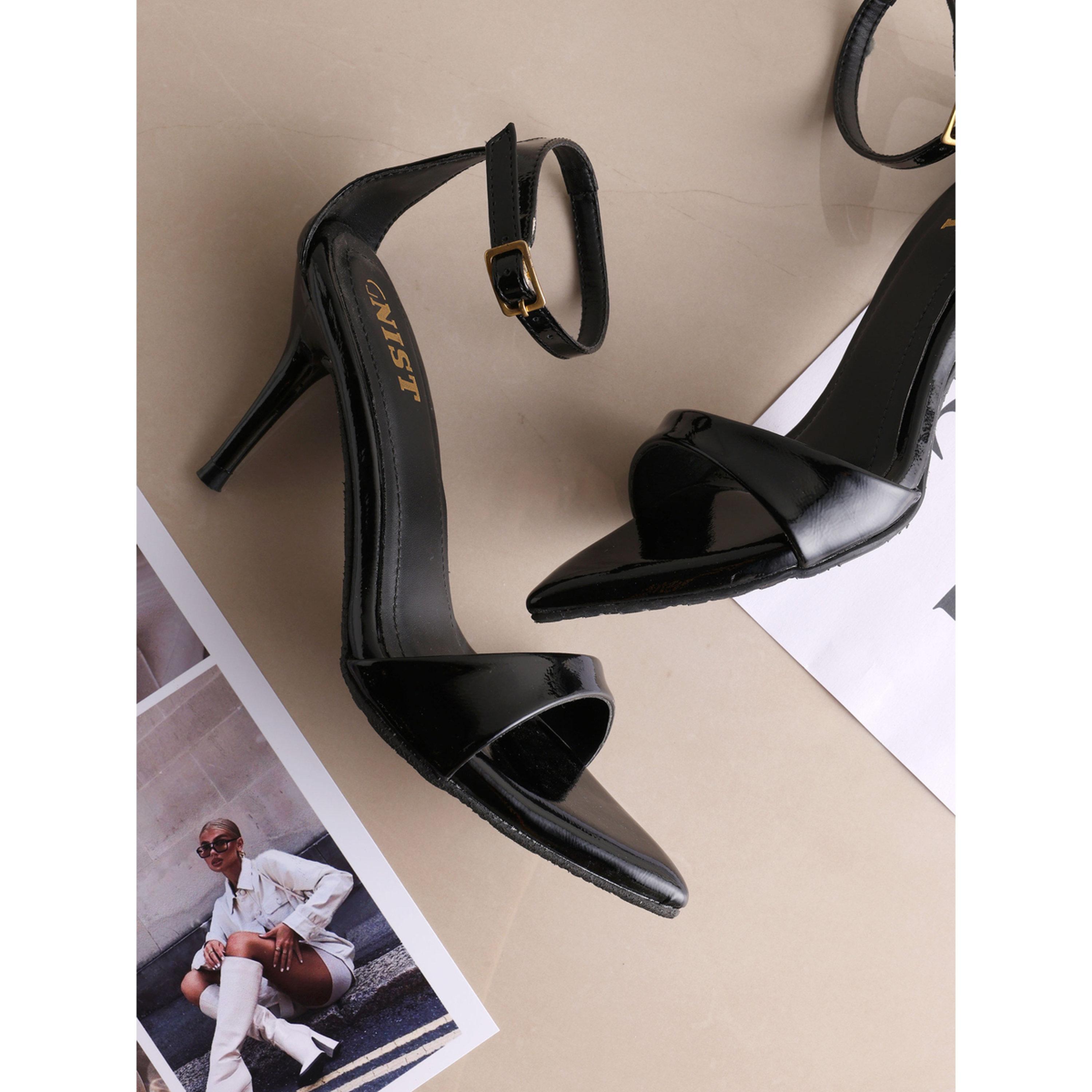 صندل بكعب متوسط وحزام كاحل باللون الأسود-women-shoes-sandals-heeled-image-5