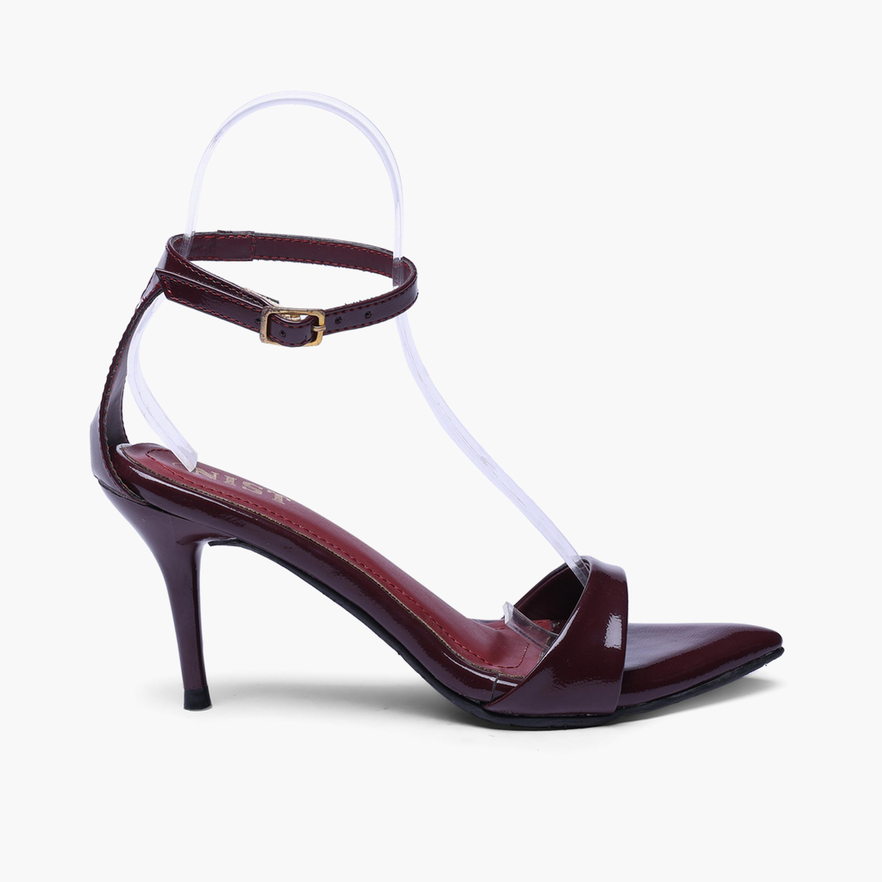 صندل بكعب متوسط وحزام كاحل باللون البورغندي-women-shoes-sandals-heeled-image-2