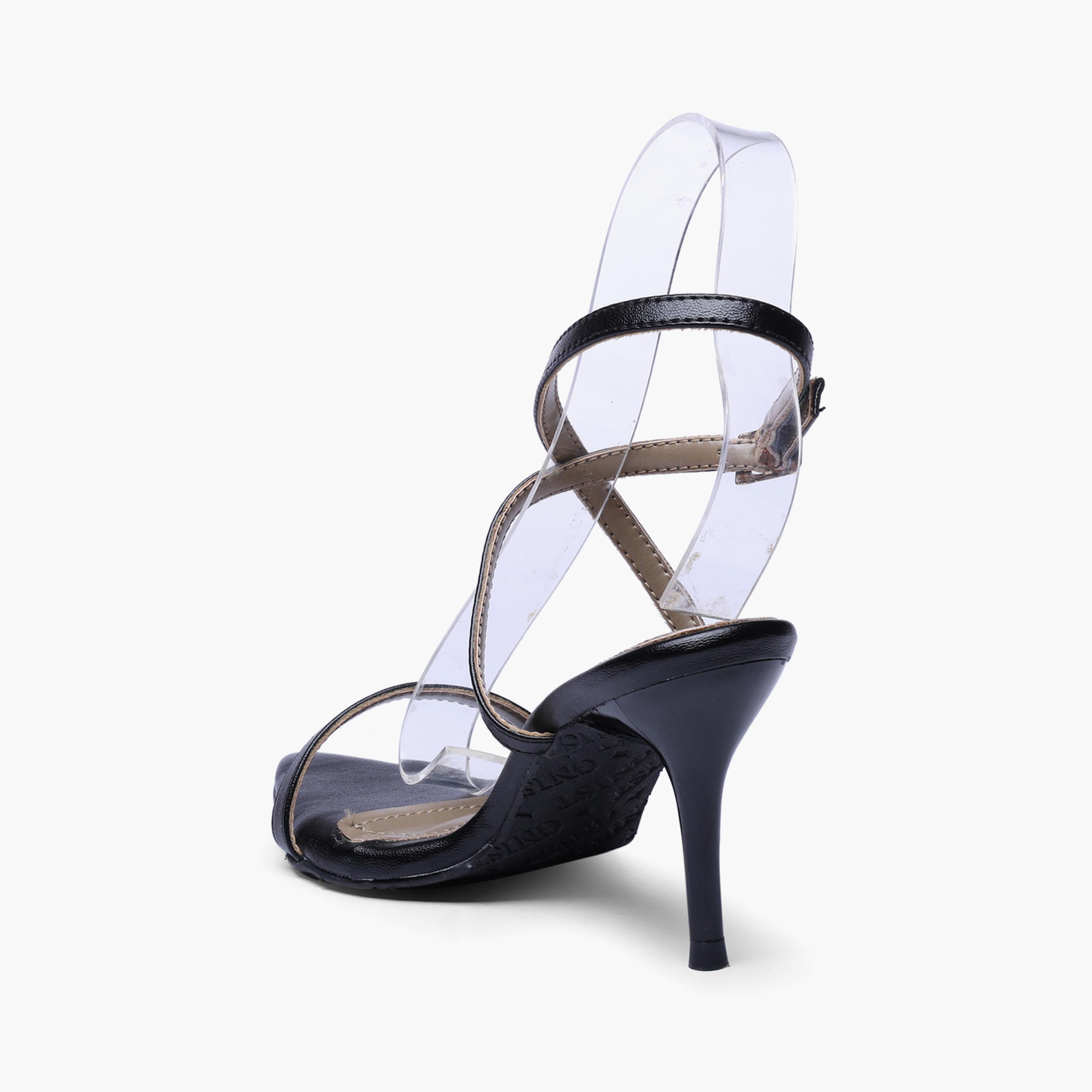 صندل بكعب متوسط وحزام كاحل باللون الأسود-women-shoes-sandals-heeled-image-6