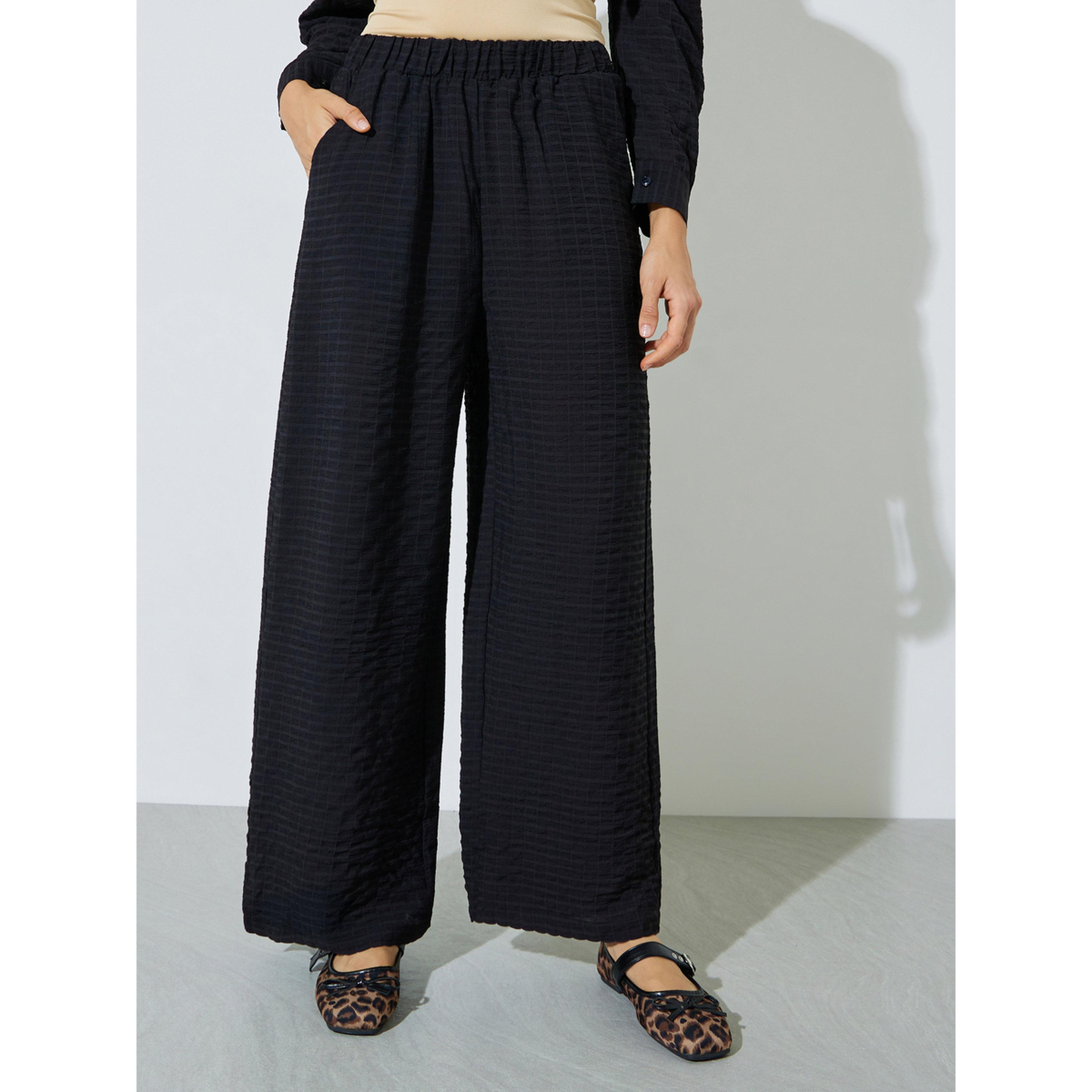 Styli Black Textured Shirt and Trousers Co-ord Set-women-clothing-coordsets-image-5