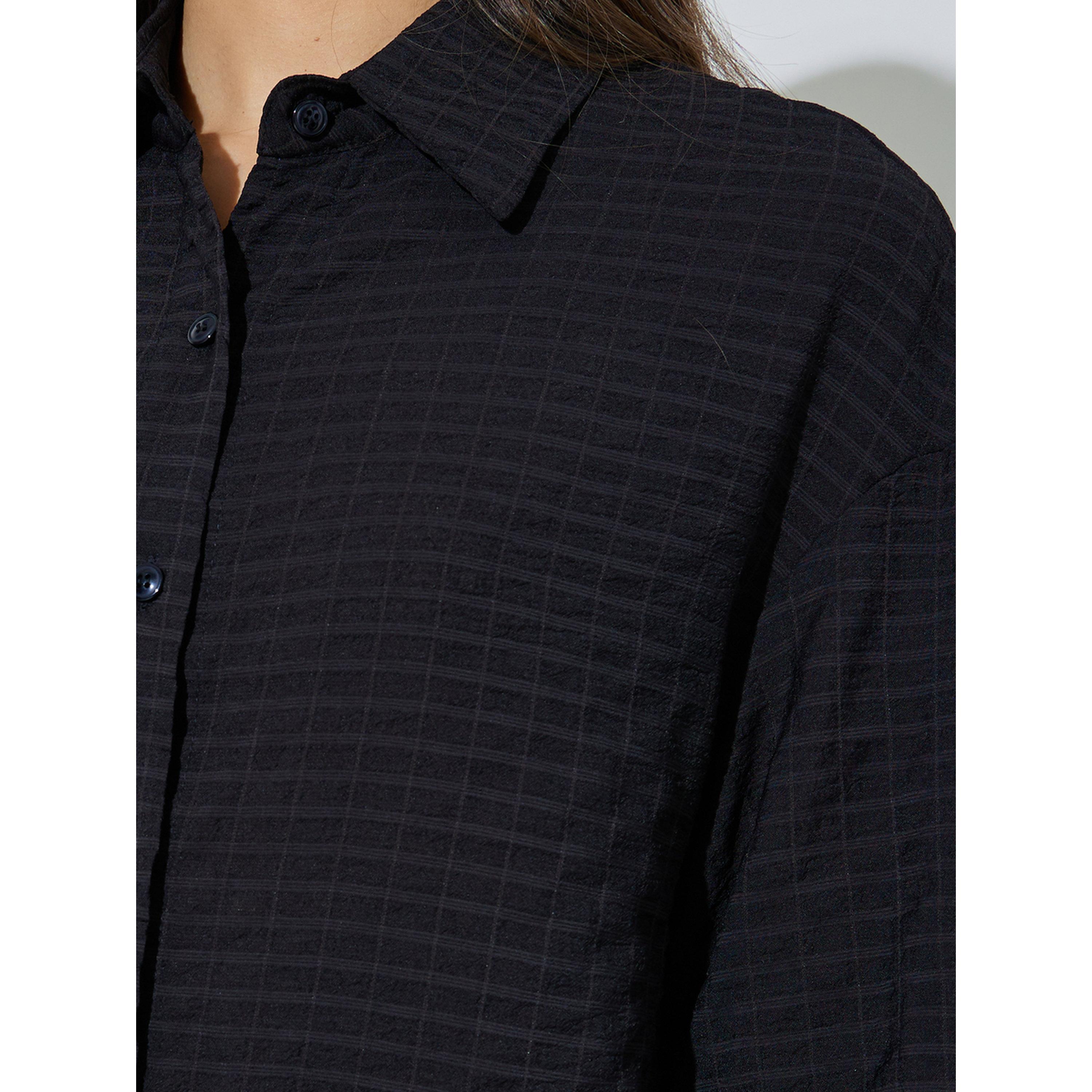 Styli Black Textured Shirt and Trousers Co-ord Set-women-clothing-coordsets-image-6