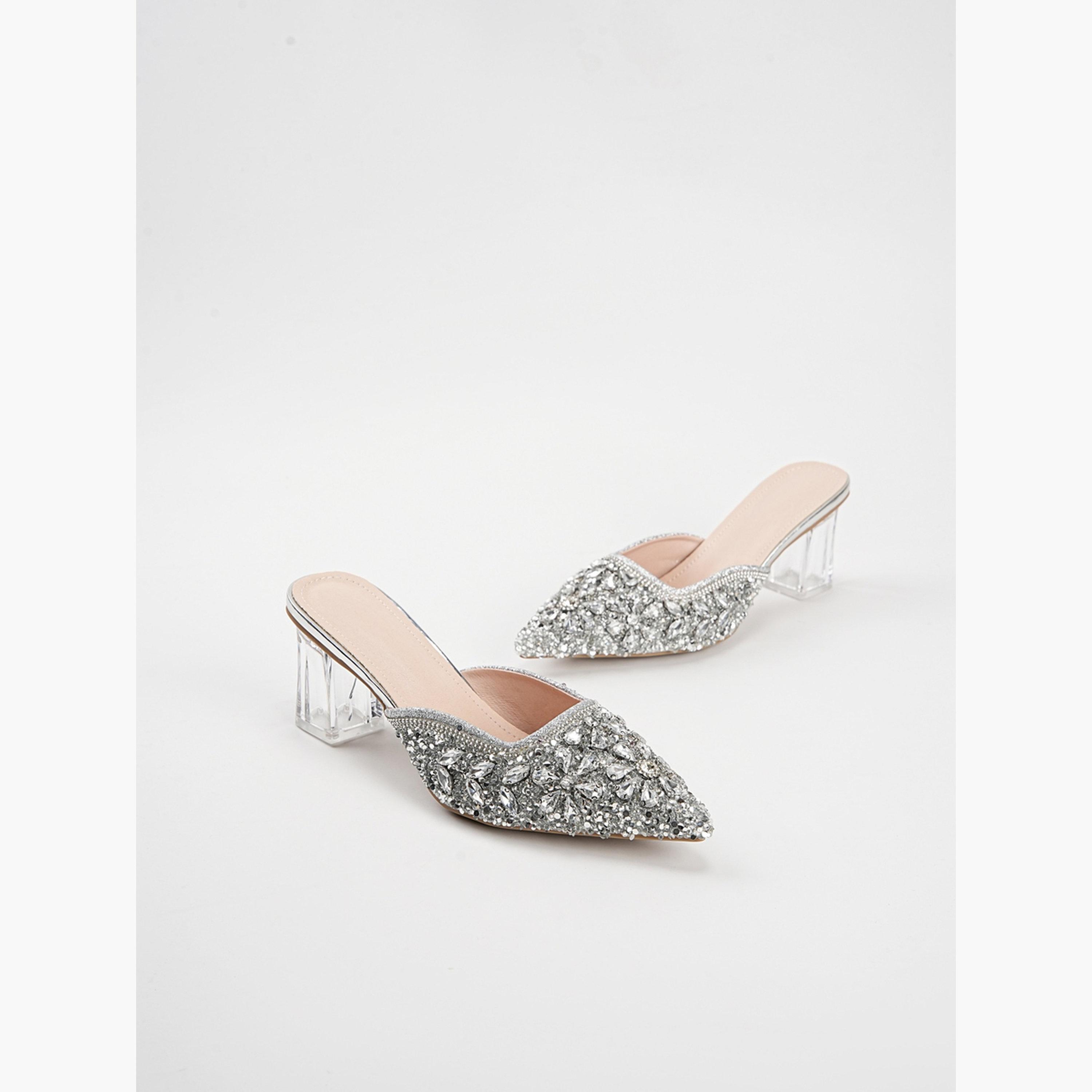 صندل بكعب عريض ومقدمة مدببة مزين بحجر الراين باللون الفضي-women-shoes-sandals-heeled-image-3