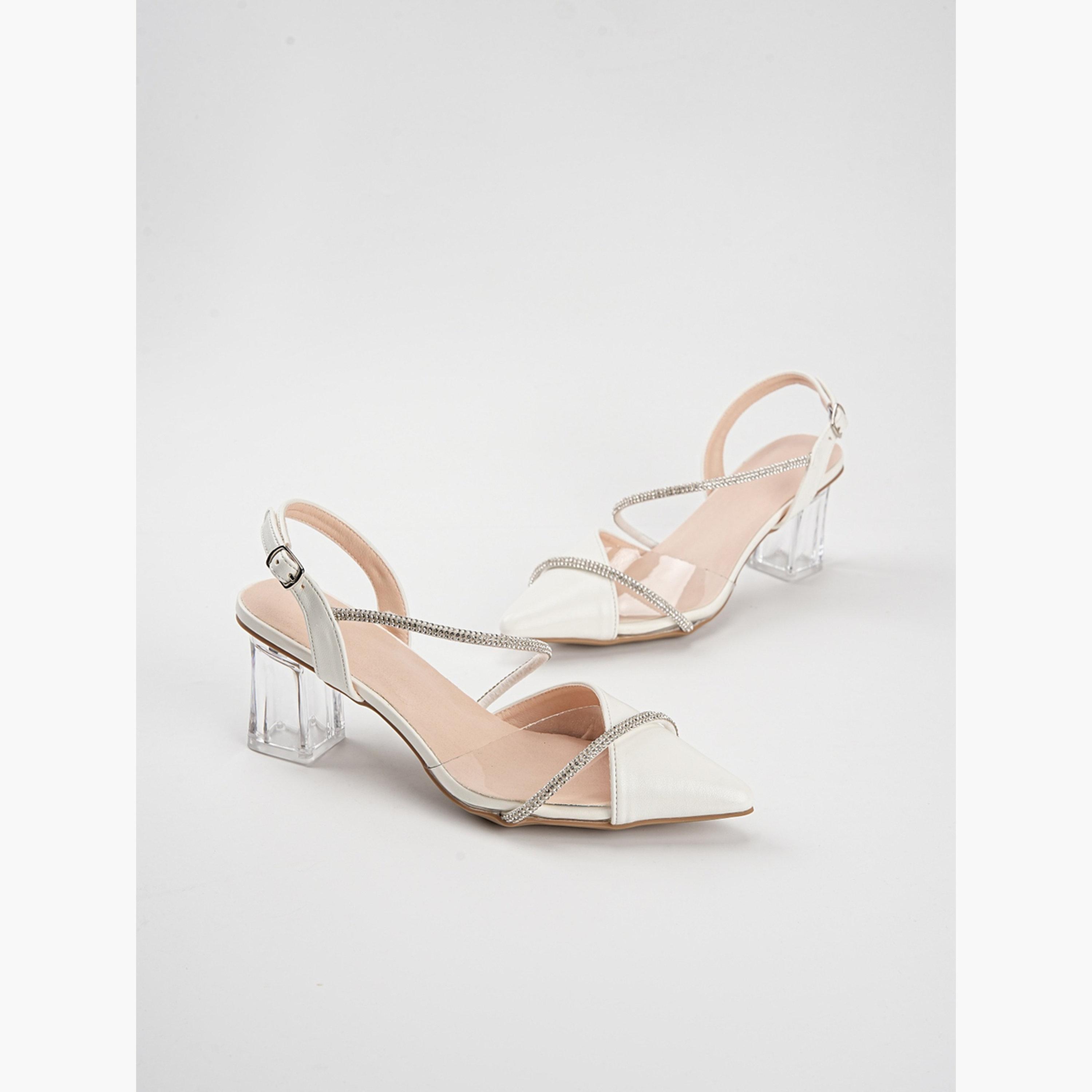 Take Two White Rhinestone Strap Pointed Toe Sandals with Clear Block Heel-women-shoes-sandals-heeled-image-2