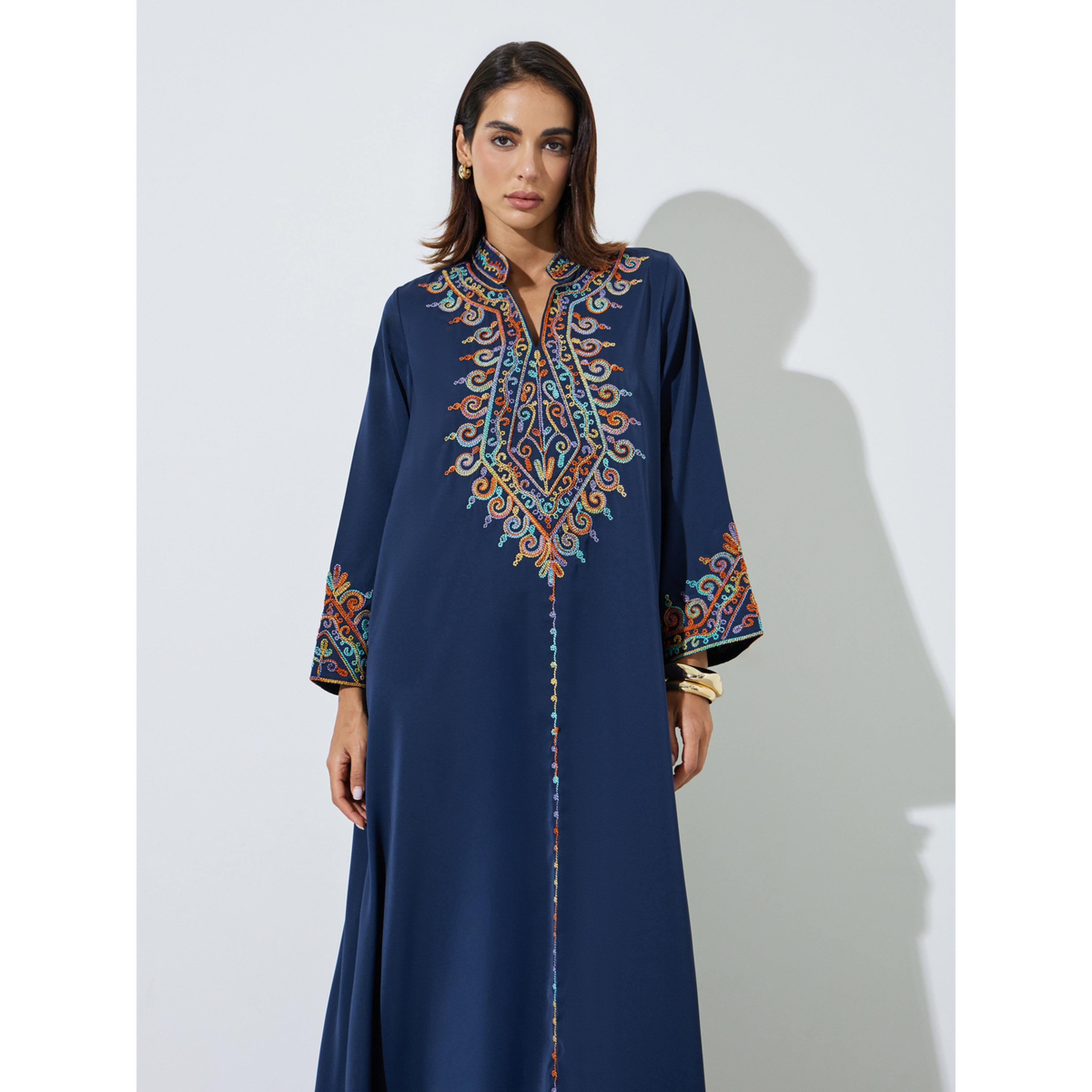 جلابية طويلة ومطرزة بأكمام طويلة-women-arabicclothing-jalabiyas-image-2