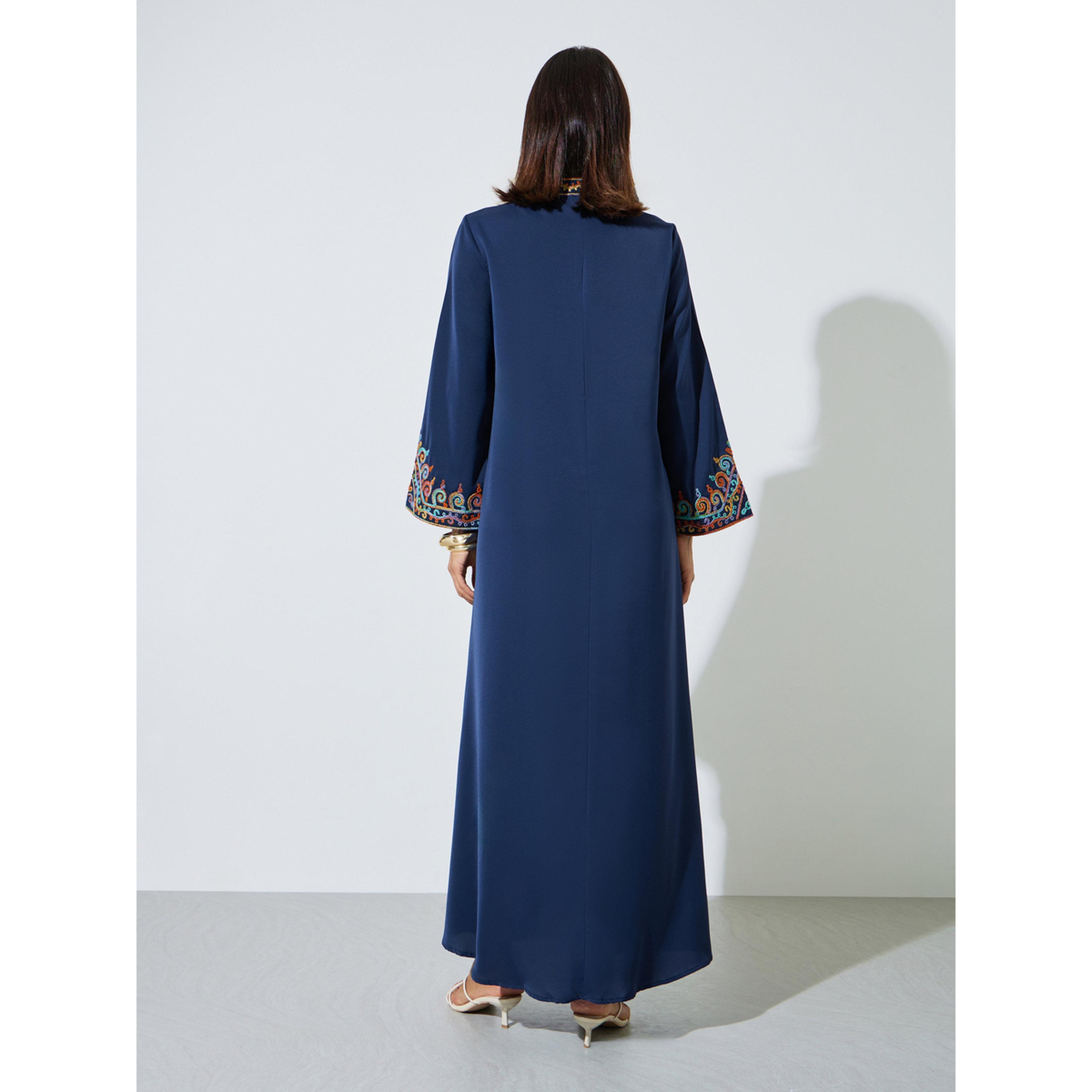جلابية طويلة ومطرزة بأكمام طويلة-women-arabicclothing-jalabiyas-image-4