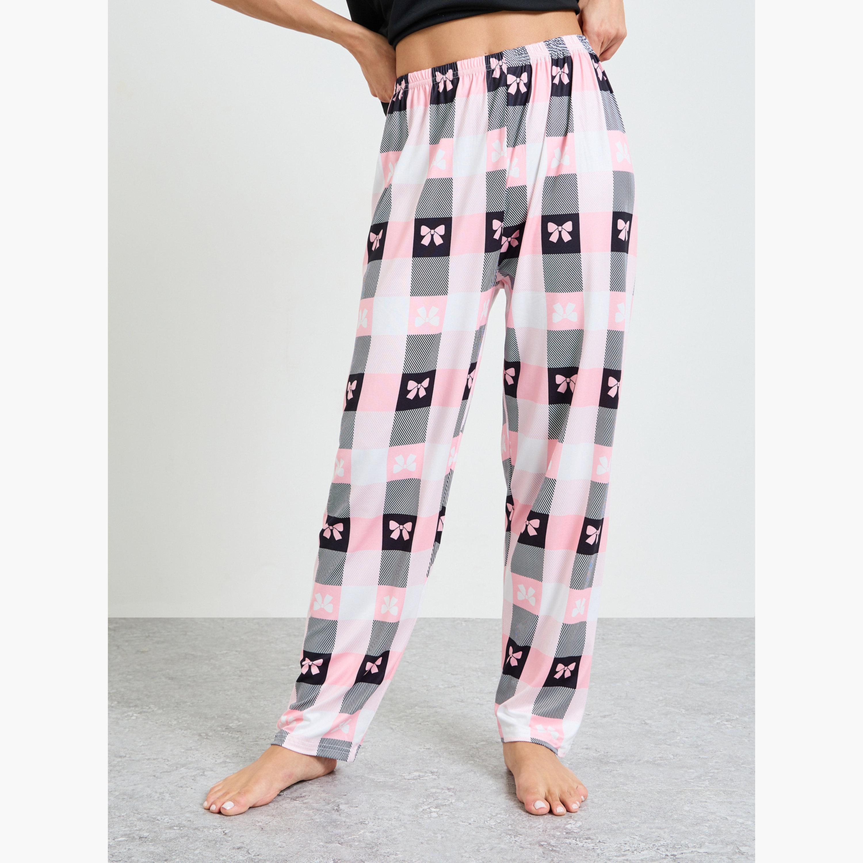 طقم من 3 بيجاما وشورت وتيشيرت بطبعة فيونكة-women-clothing-nightwear-pyjamas-longsets-image-7