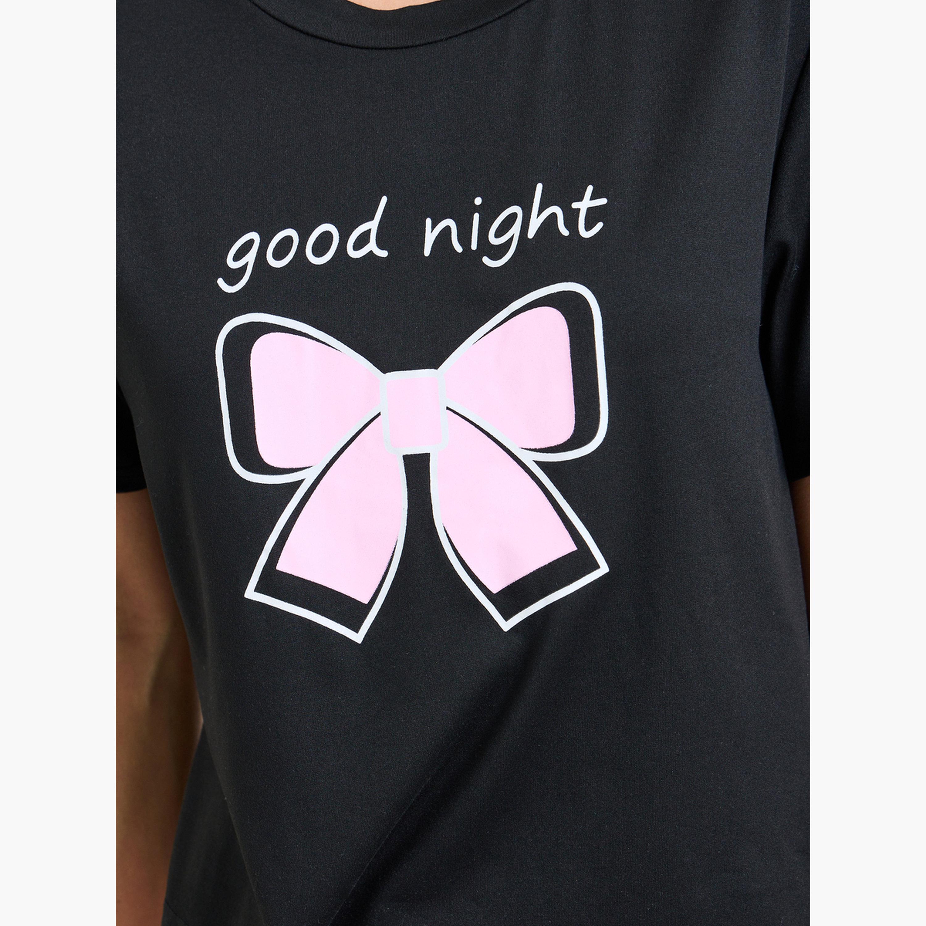 طقم من 3 بيجاما وشورت وتيشيرت بطبعة فيونكة-women-clothing-nightwear-pyjamas-longsets-image-8