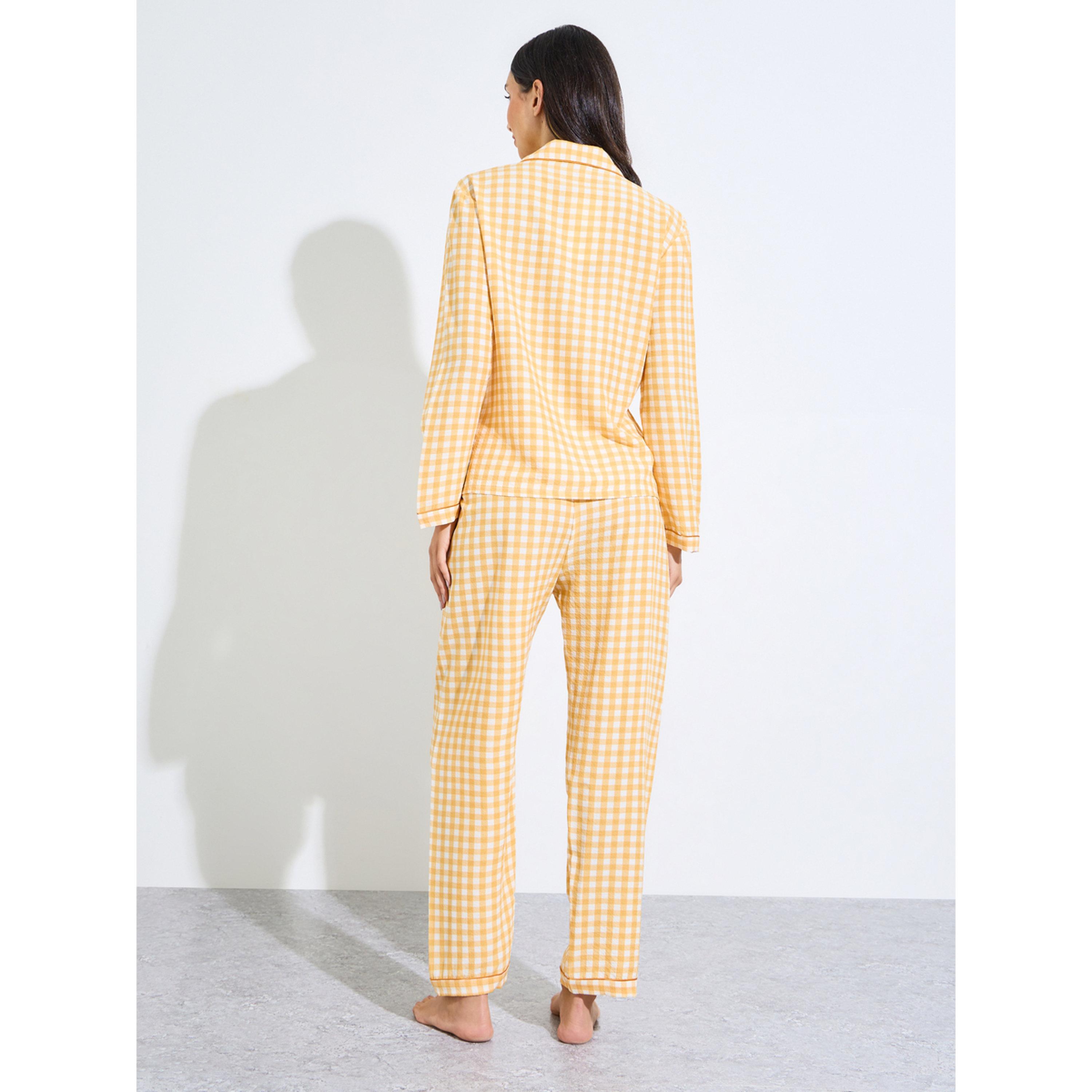 Styli Multi-Color Checked Pocket Detail Shirt and Pant Pyjama Set-women-clothing-nightwear-pyjamas-longsets-image-3