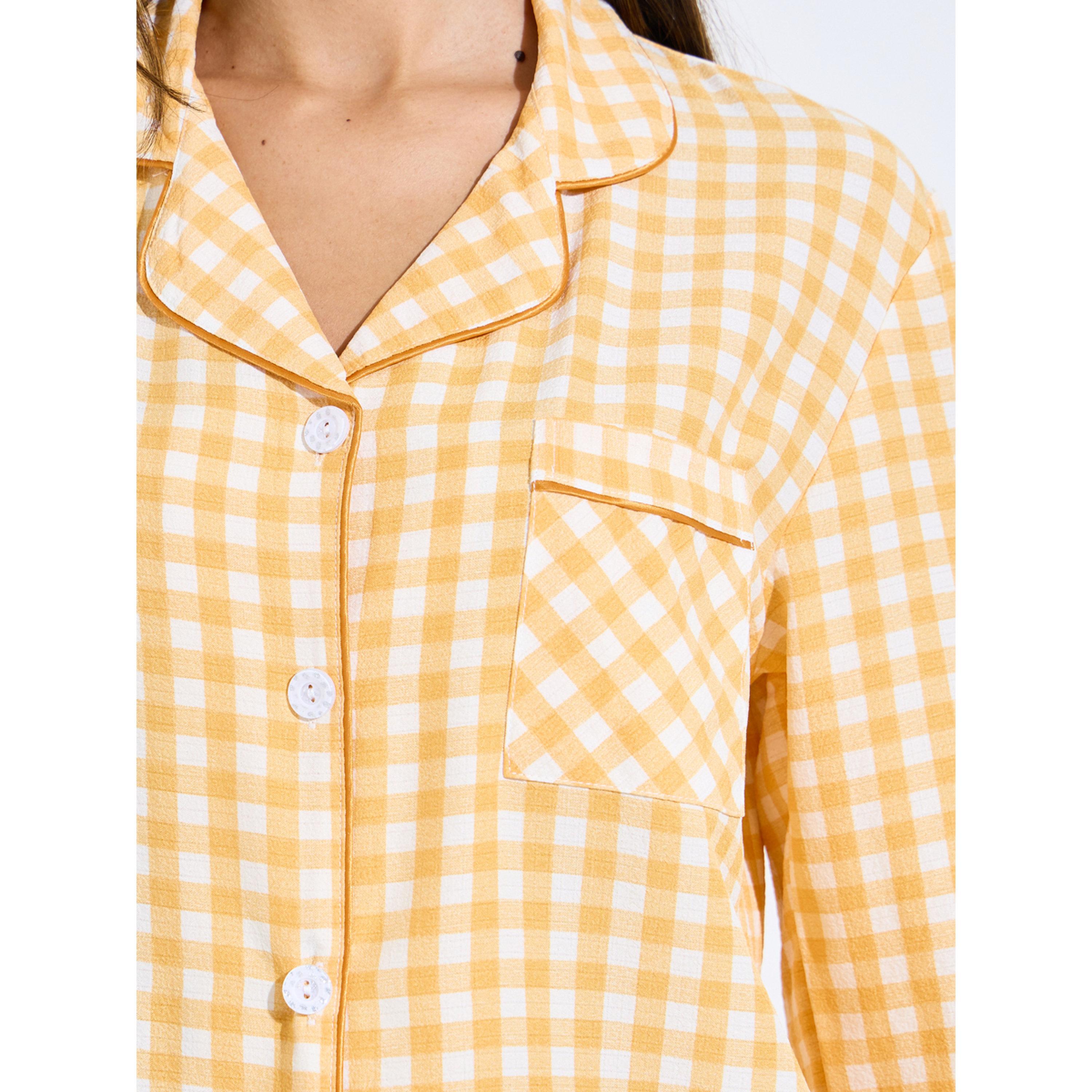 Styli Multi-Color Checked Pocket Detail Shirt and Pant Pyjama Set-women-clothing-nightwear-pyjamas-longsets-image-5