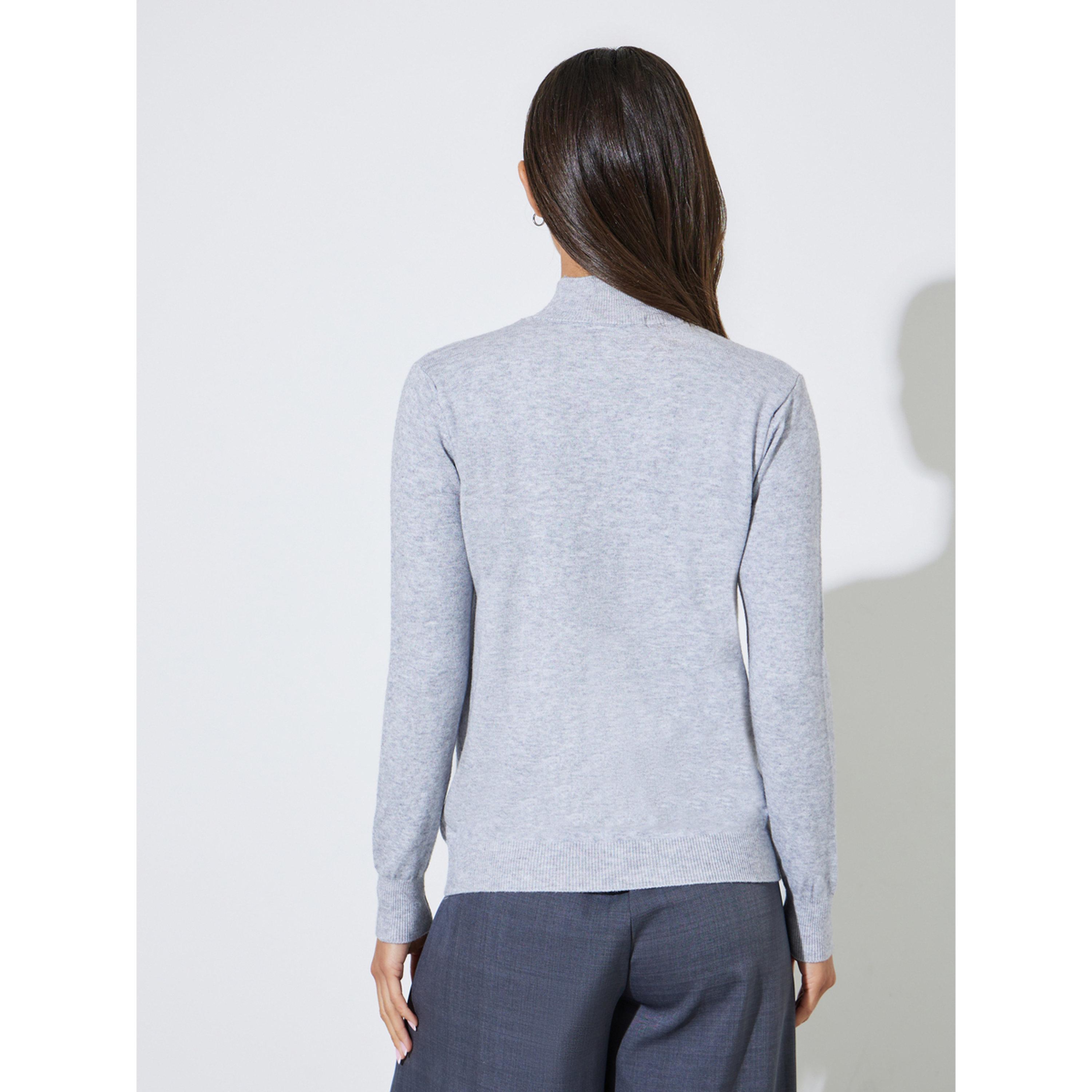 Styli Grey Solid High Neck Ribbed Jumper-women-winterwear-cardigansandjumpers-jumpers-image-4