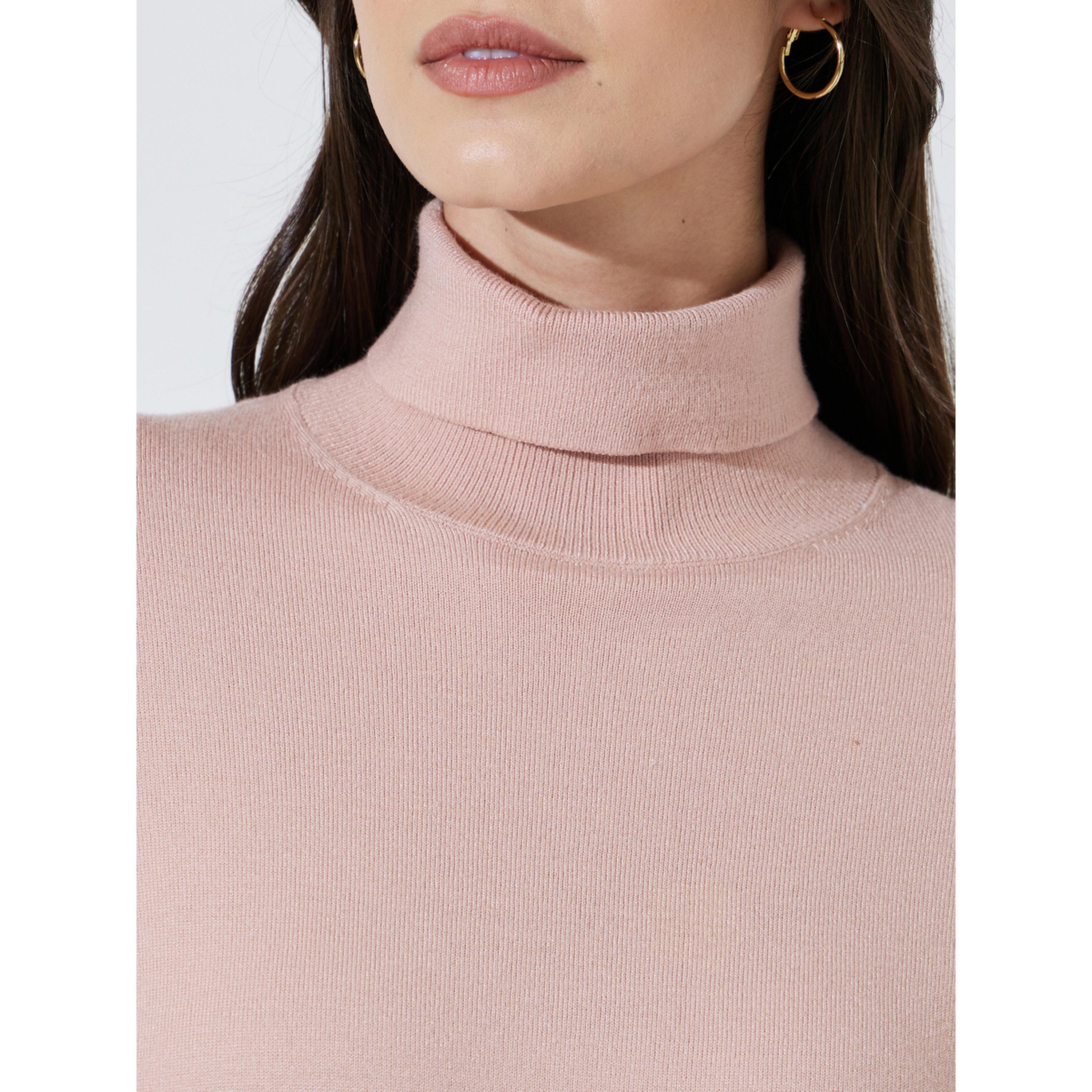 سويتر بياقة مرتفعة وقصة ضيقة بلون سادة-women-winterwear-cardigansandjumpers-jumpers-image-6