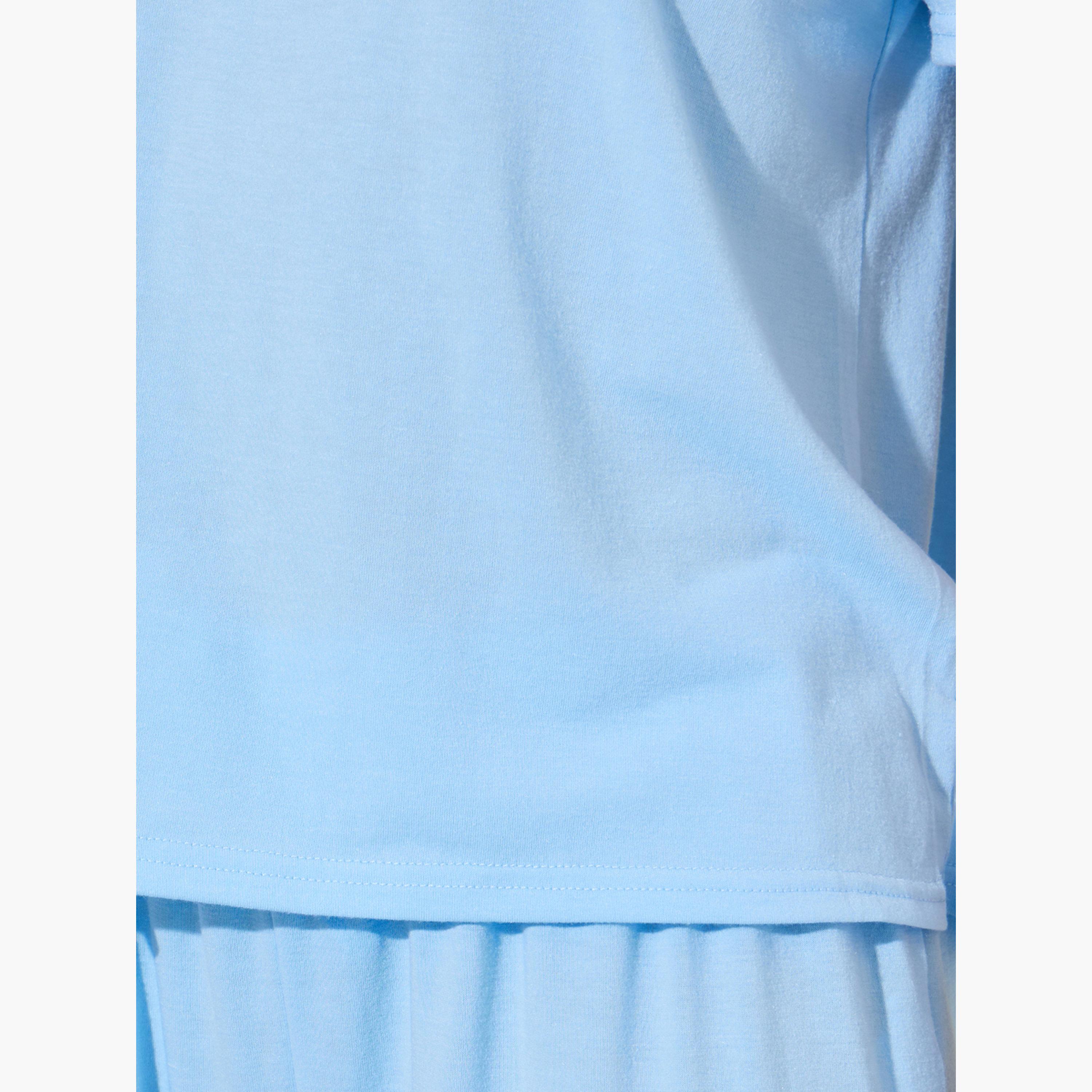 Styli Blue Solid Oversize Top and Wide Leg Joggers Set-women-clothing-coordsets-image-6