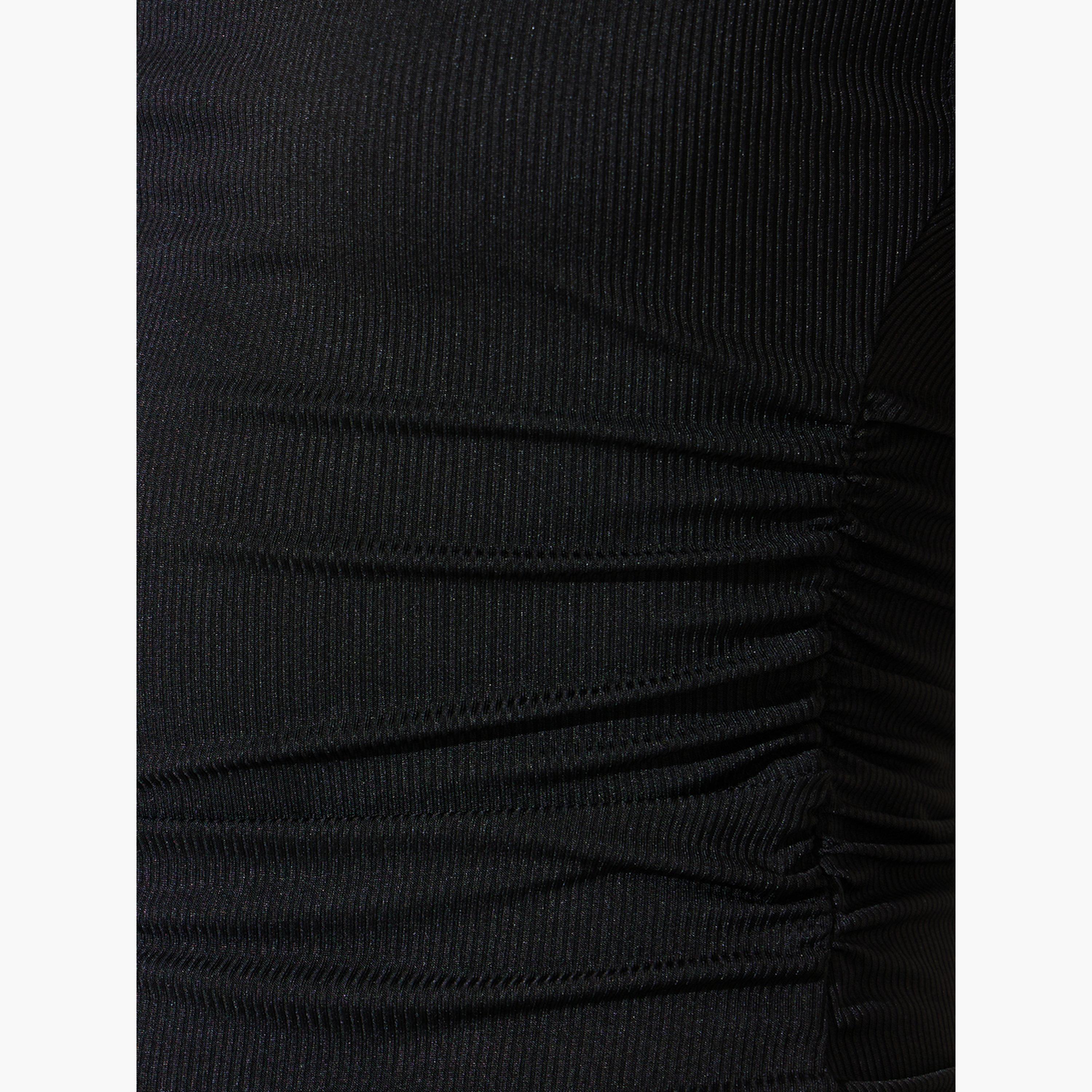 Styli Black Ribbed T-Shirt with Cinched Waist-women-clothing-tshirts-image-5