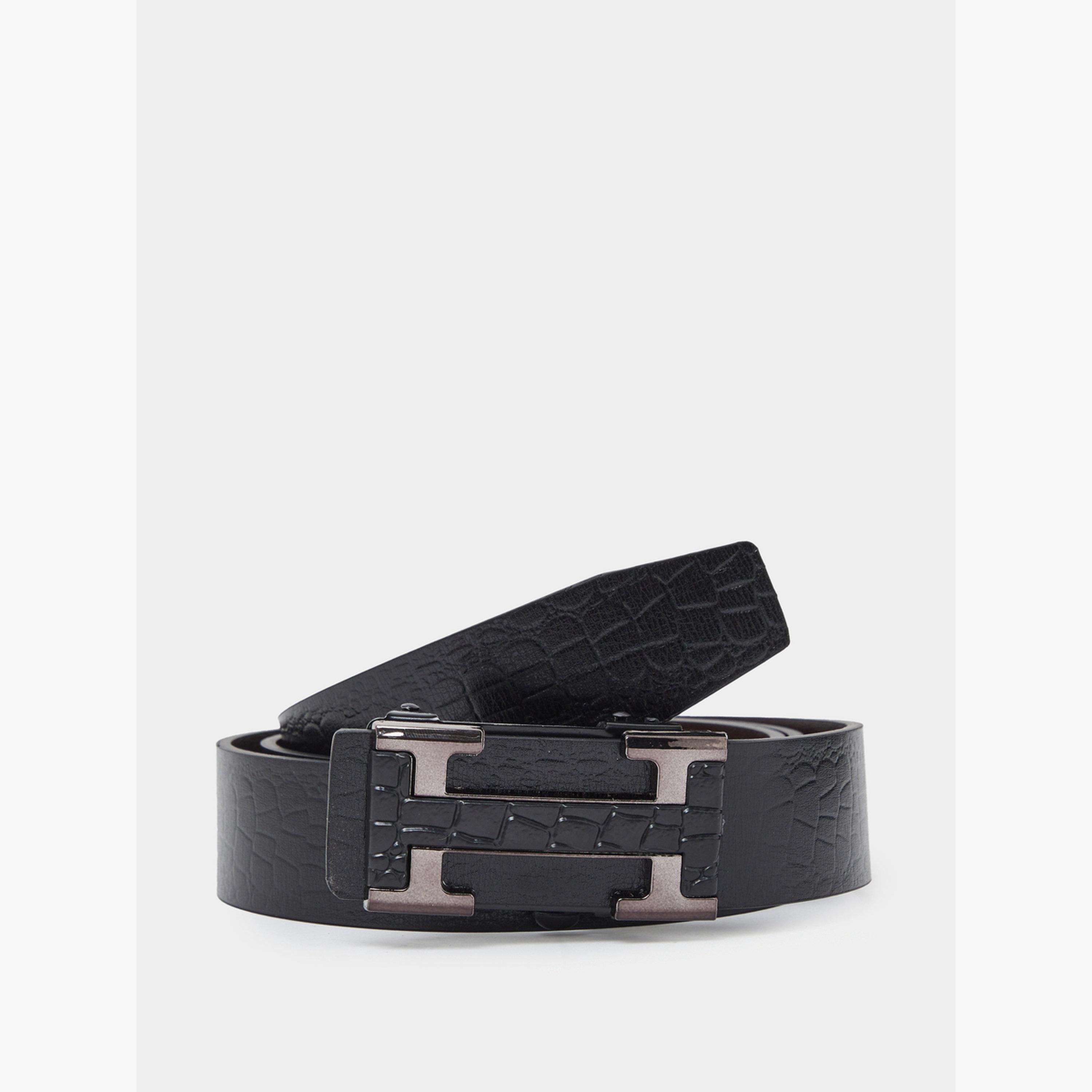حزام رجالي بمشبك معدني ونقشة جلد التمساح-men-beltsandwallets-belts-image-1