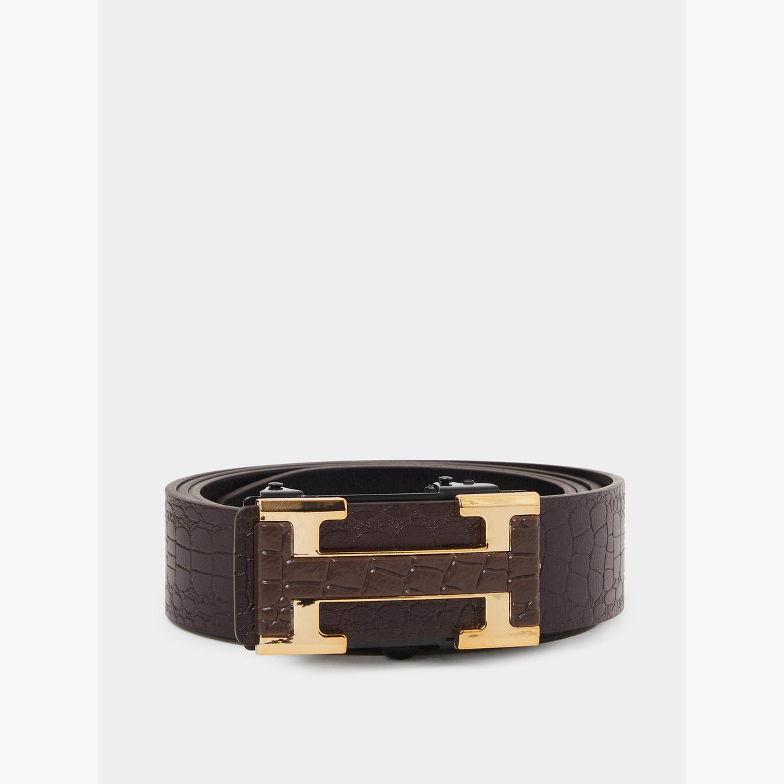 حزام رجالي بمشبك معدني ونقشة جلد التمساح-men-beltsandwallets-belts-image-1