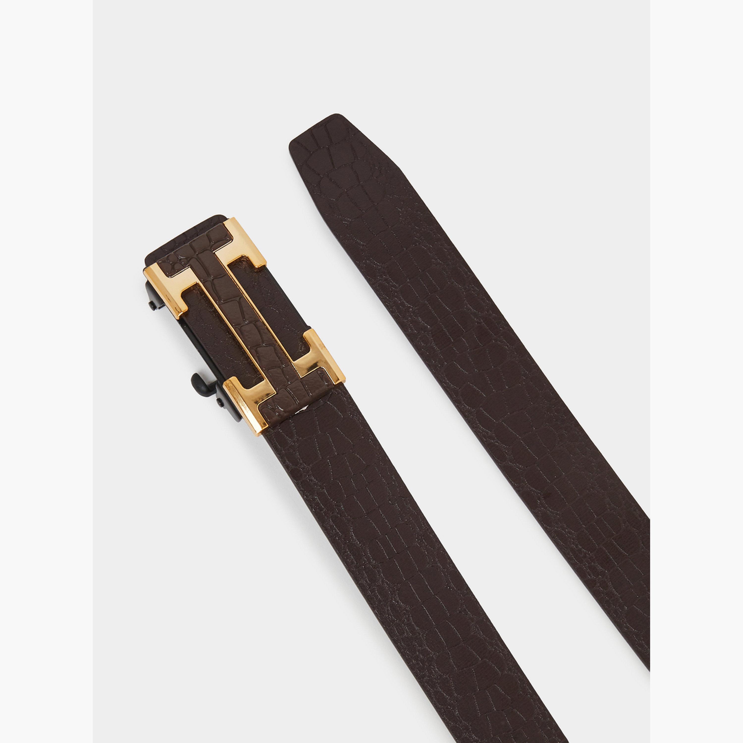 حزام رجالي بمشبك معدني ونقشة جلد التمساح-men-beltsandwallets-belts-image-2