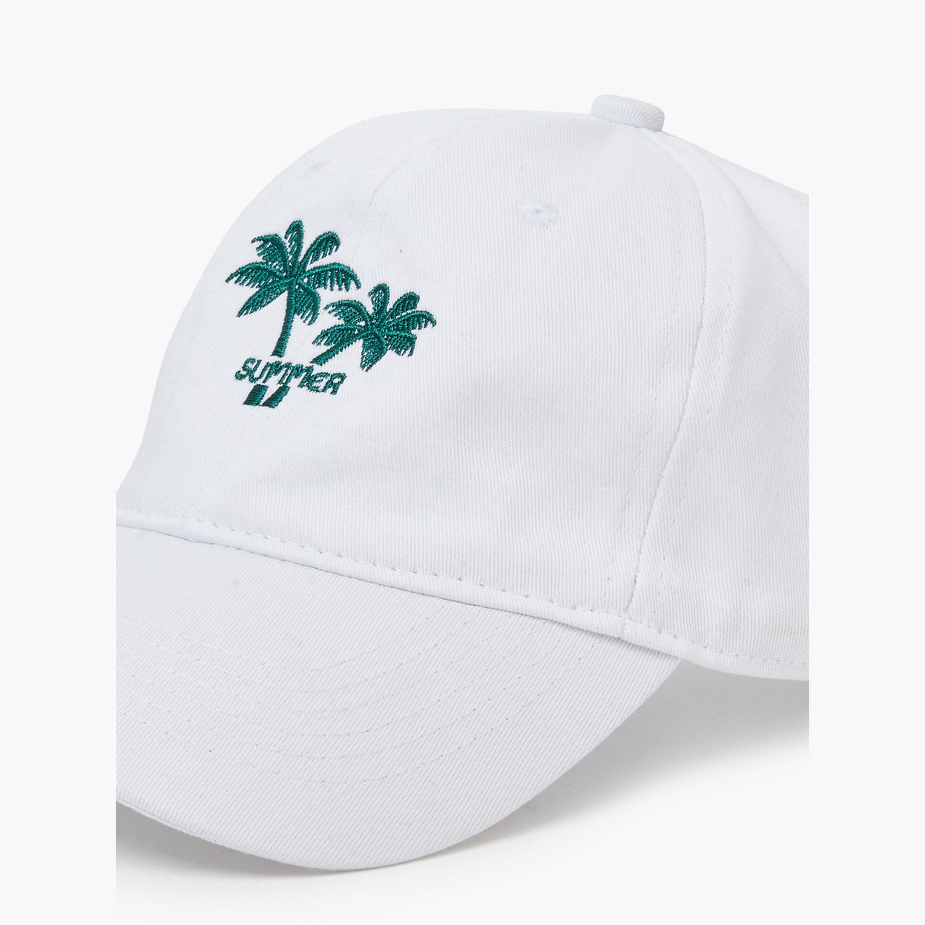 ستايلي - قبعة بيسبول مطرزة بشجرة نخيل بيضاء-men-caps-image-2