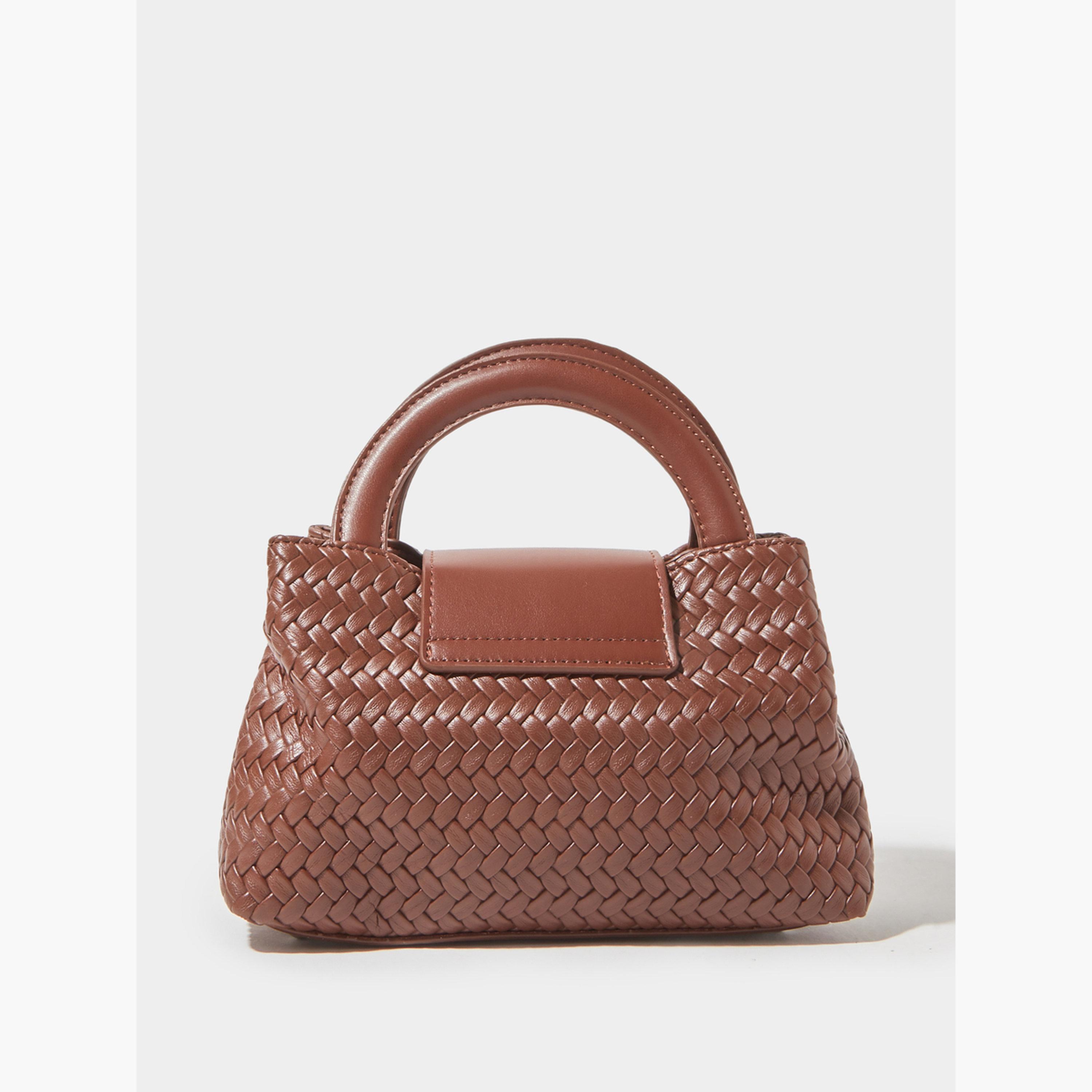 حقيبة يد صغيرة منسوجة مع حزام سلسلة لون بني-women-bagsandwallets-handbags-image-3