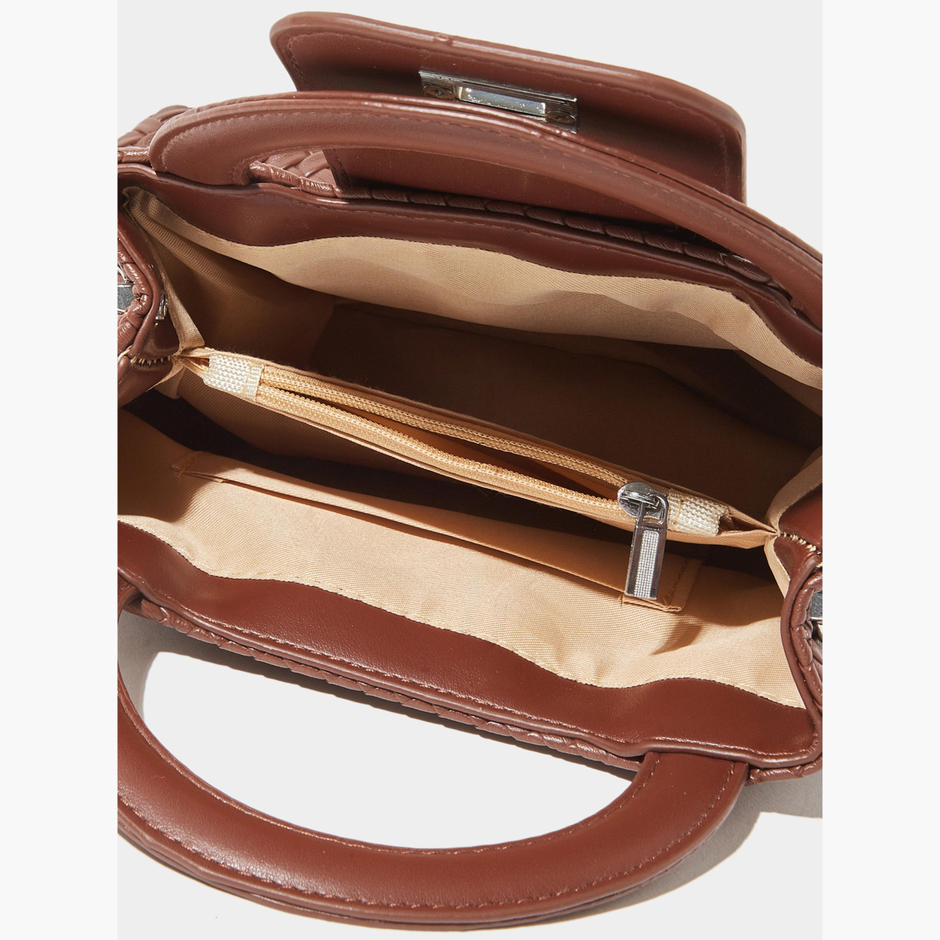 حقيبة يد صغيرة منسوجة مع حزام سلسلة لون بني-women-bagsandwallets-handbags-image-5