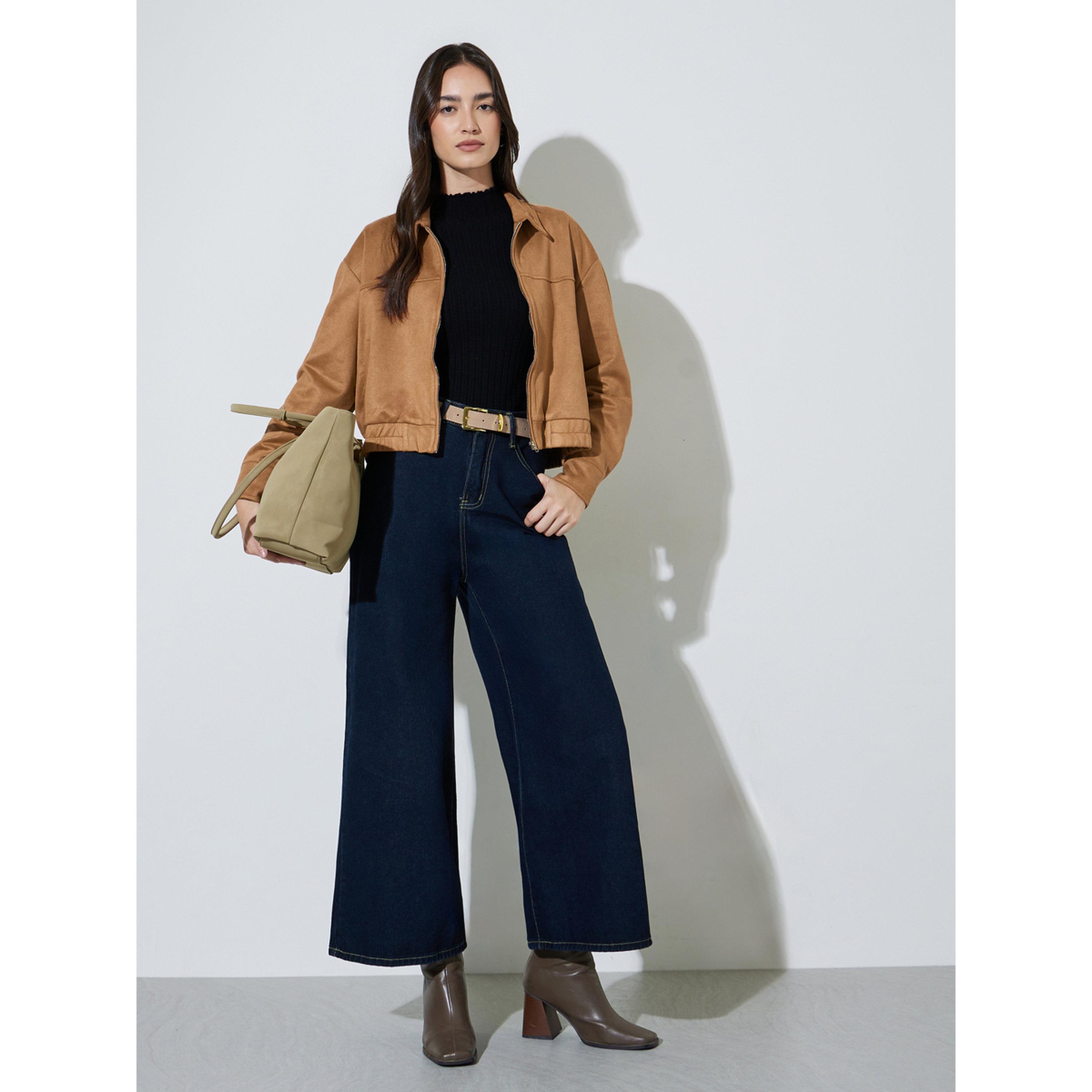 Styli Khaki Solid Pocket Detail Casual Workwear Jacket-women-winterwear-coatsandjackets-jackets-image-2