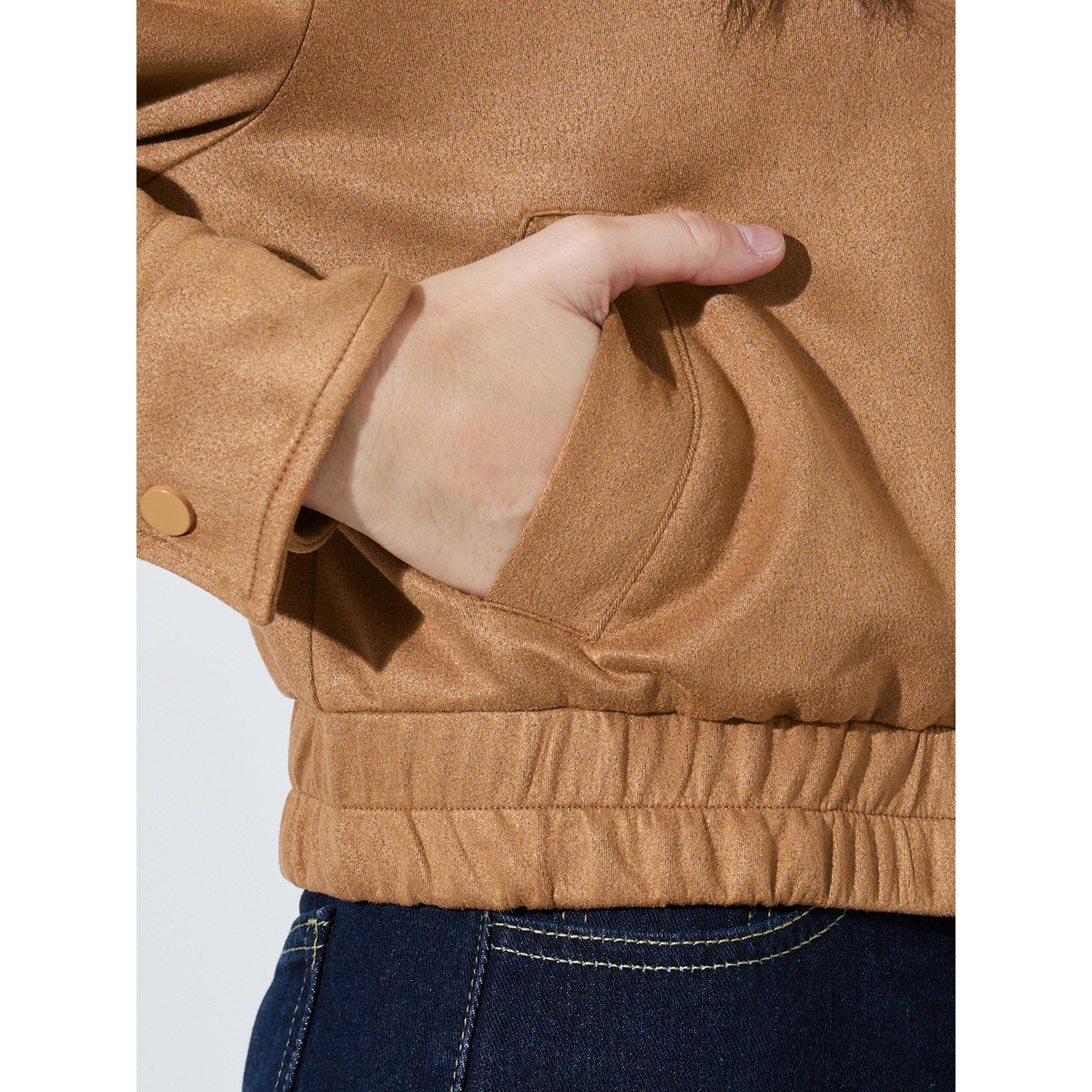 Styli Khaki Solid Pocket Detail Casual Workwear Jacket-women-winterwear-coatsandjackets-jackets-image-6
