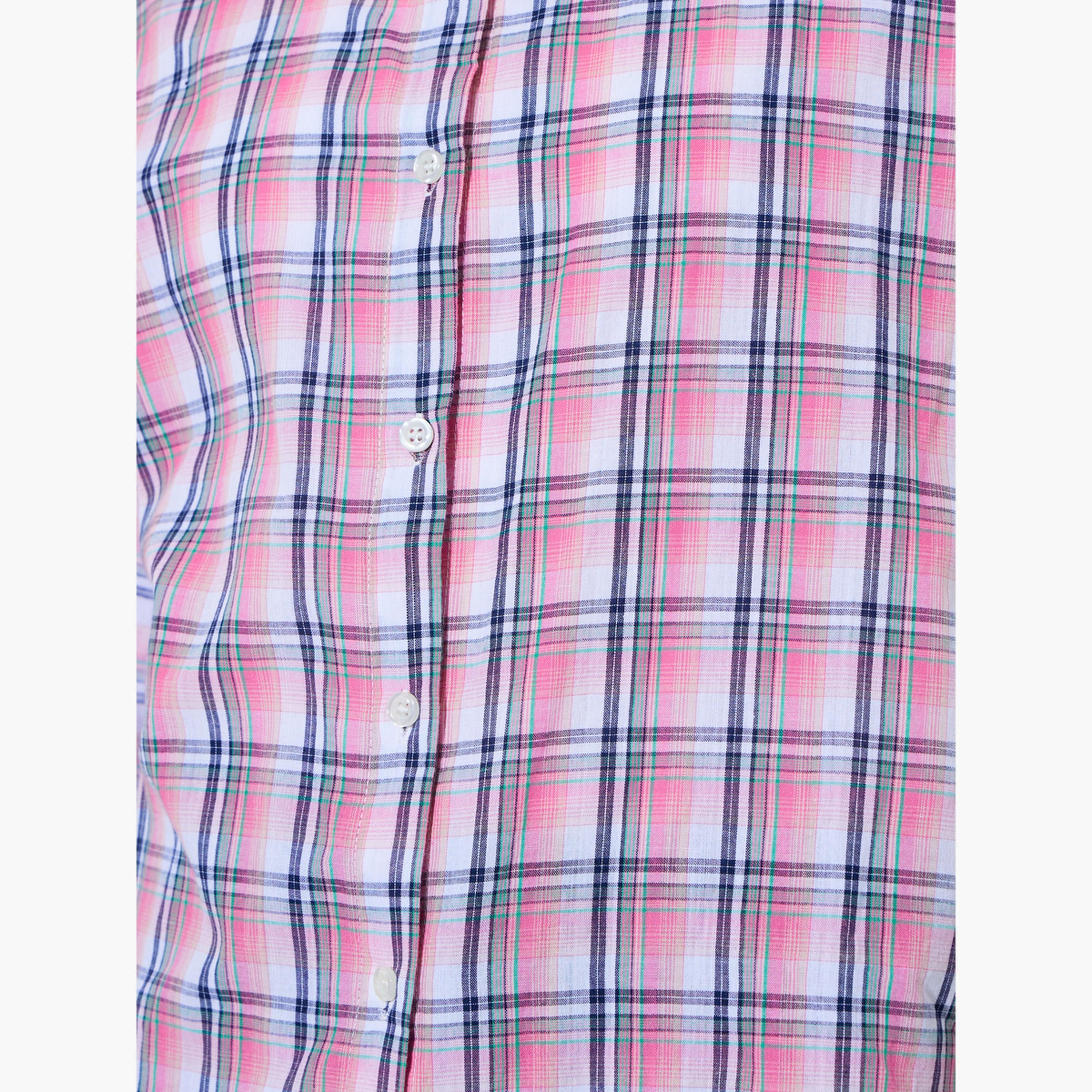 قميص واسع بأكمام طويلة ونمط مربعات-women-clothing-shirtsandblouses-shirts-image-5