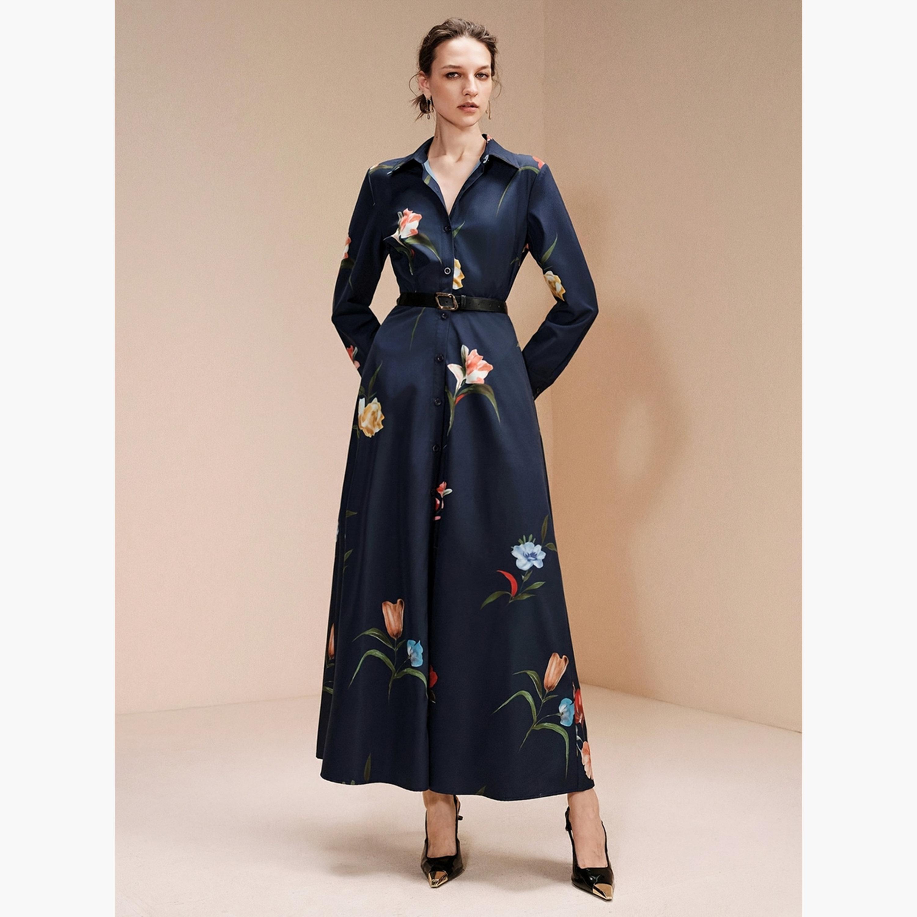 Take Two Navy Blue Floral A-Line Maxi Dress-women-clothing-dresses-image-2