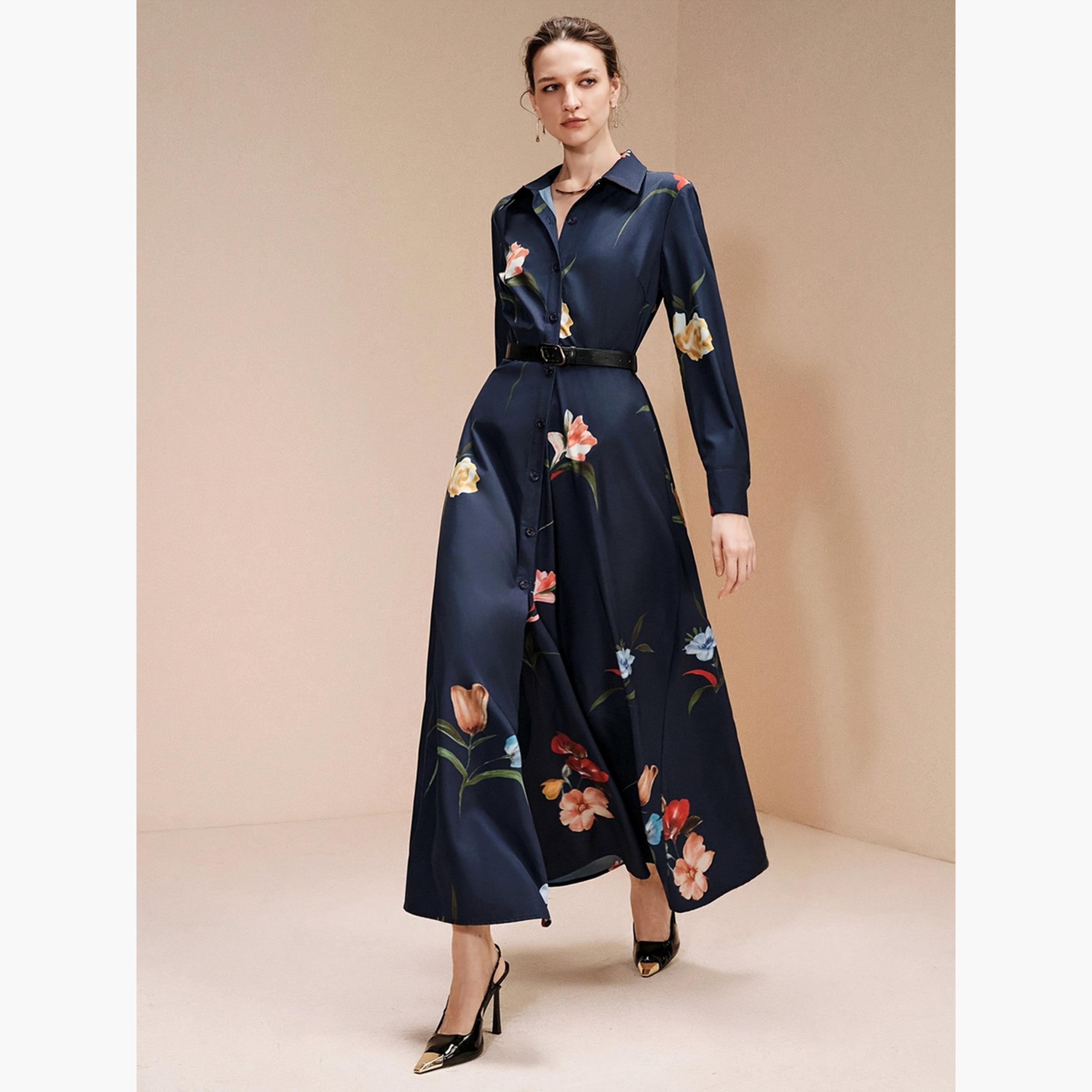 Take Two Navy Blue Floral A-Line Maxi Dress-women-clothing-dresses-image-3