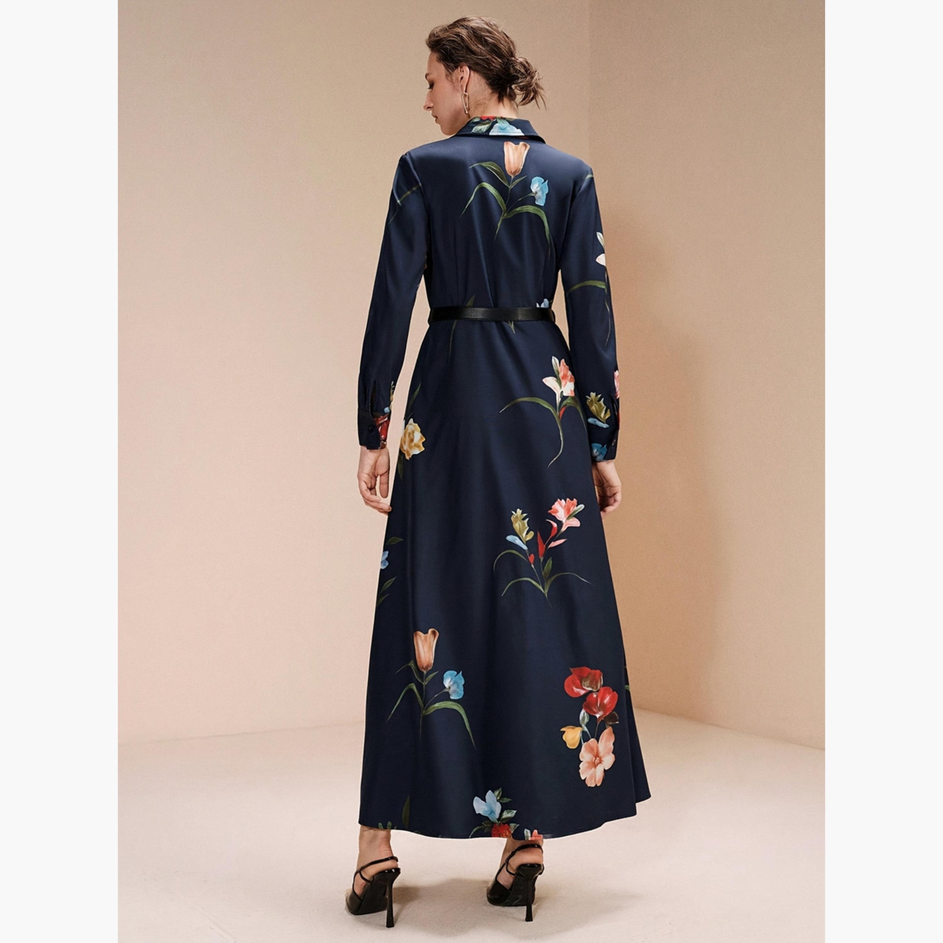 Take Two Navy Blue Floral A-Line Maxi Dress-women-clothing-dresses-image-4