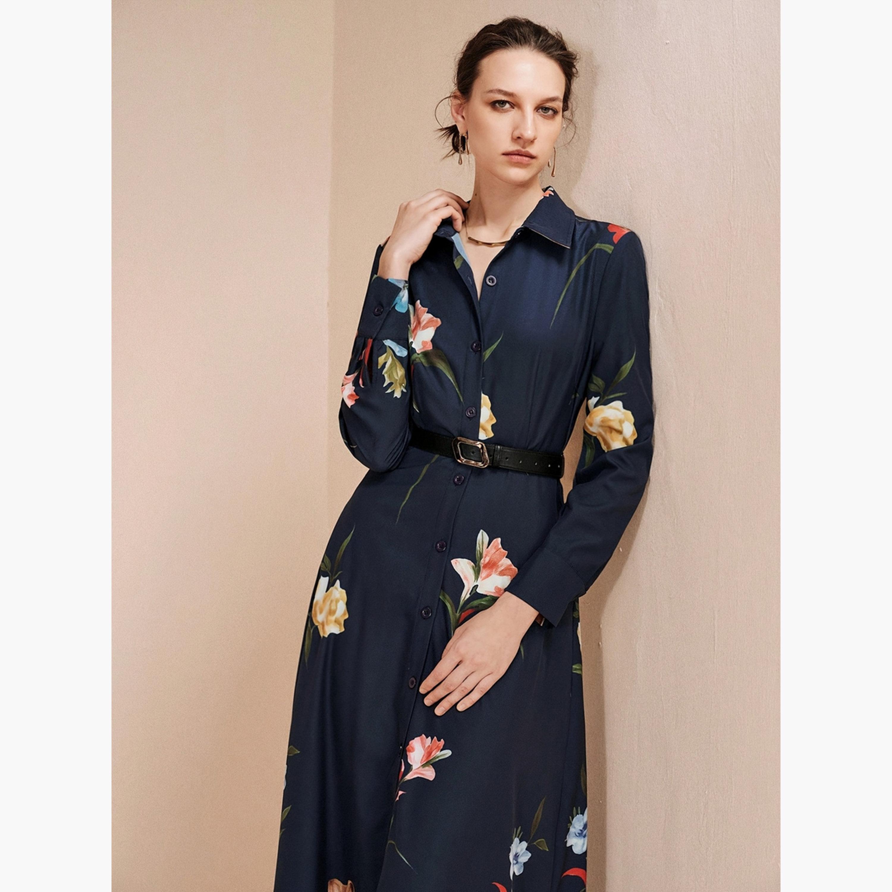 Take Two Navy Blue Floral A-Line Maxi Dress-women-clothing-dresses-image-5