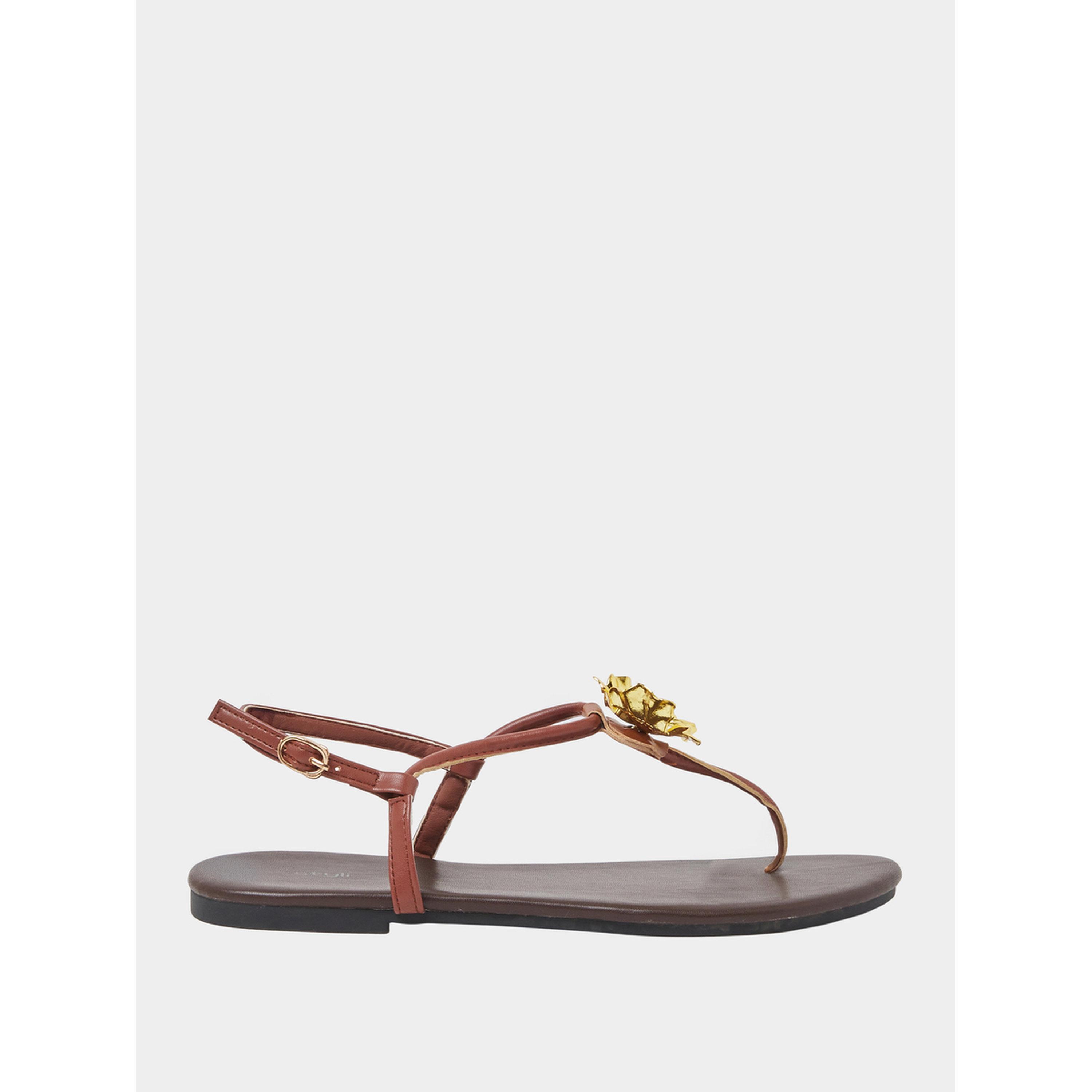 صندل مسطح مزين بزهور-women-shoes-sandals-flats-image-3
