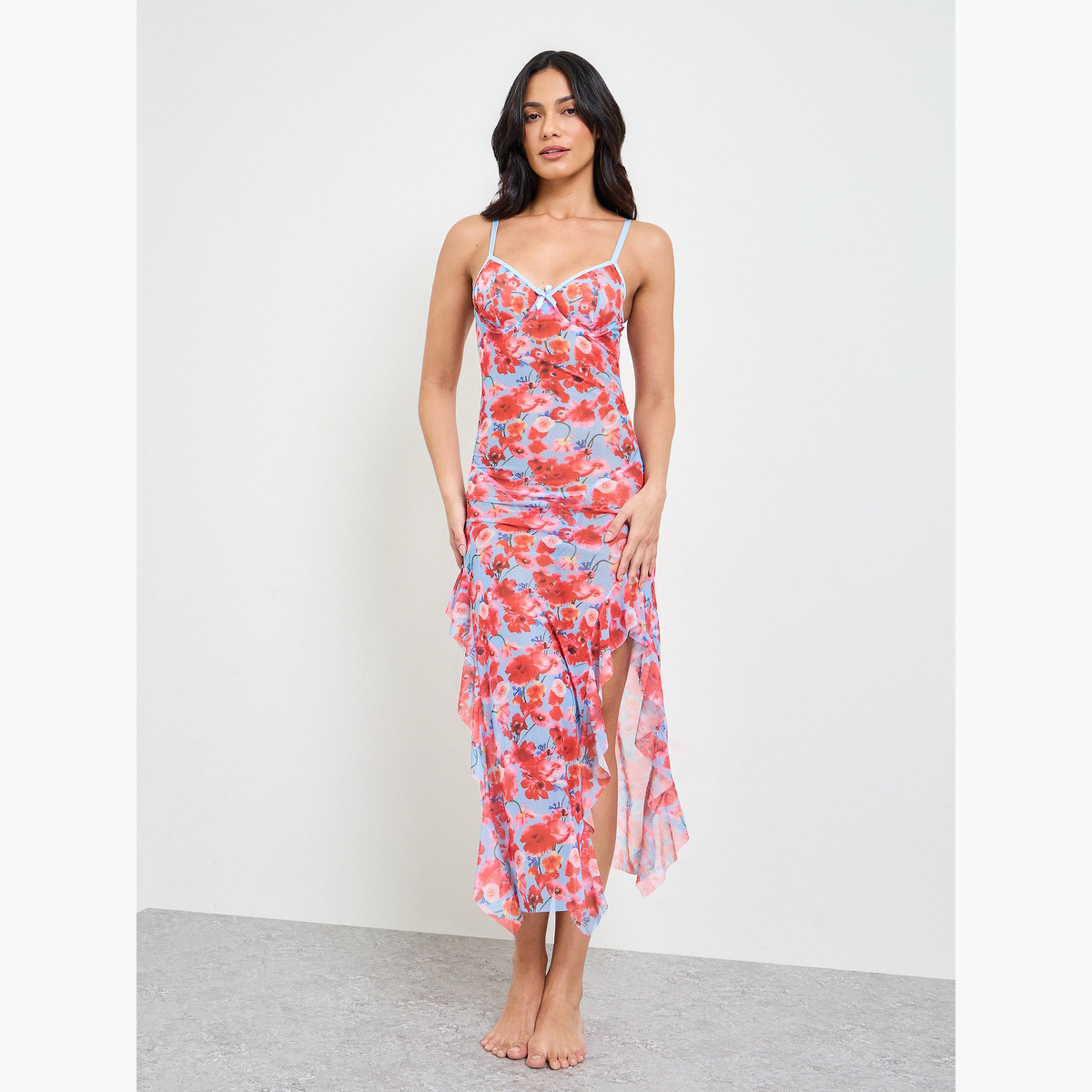 مجموعة من كلوت وقميص نوم مطبوع بالأزهار-women-clothing-lingerie-lingeriesets-image-1