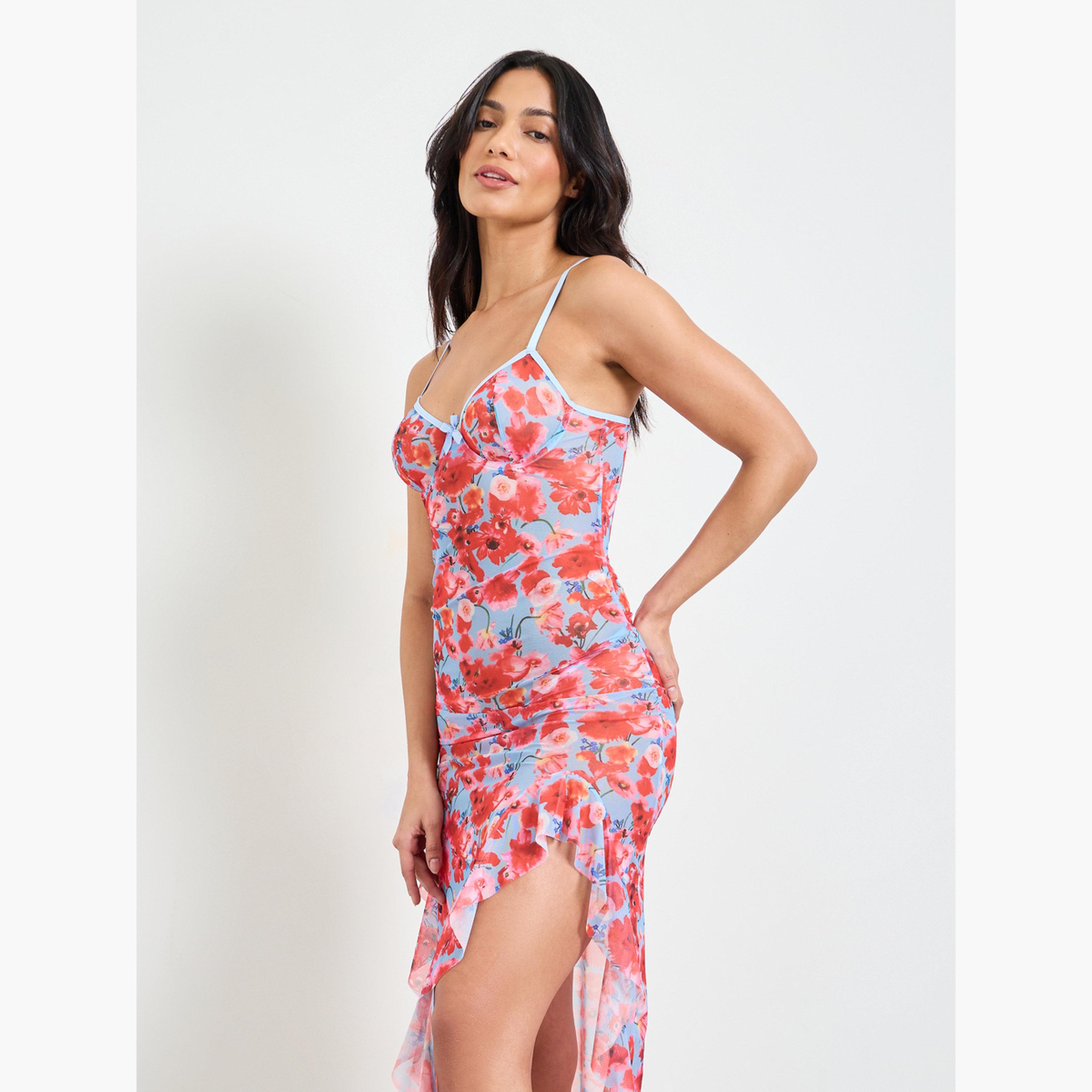 مجموعة من كلوت وقميص نوم مطبوع بالأزهار-women-clothing-lingerie-lingeriesets-image-2
