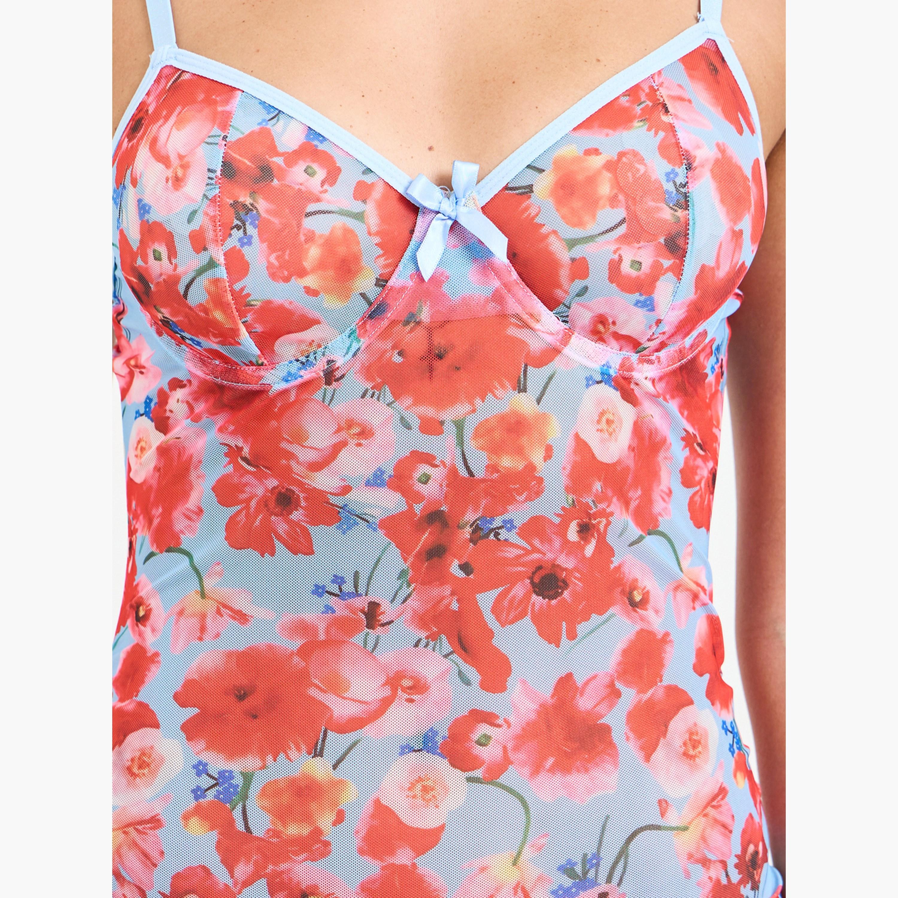 مجموعة من كلوت وقميص نوم مطبوع بالأزهار-women-clothing-lingerie-lingeriesets-image-5