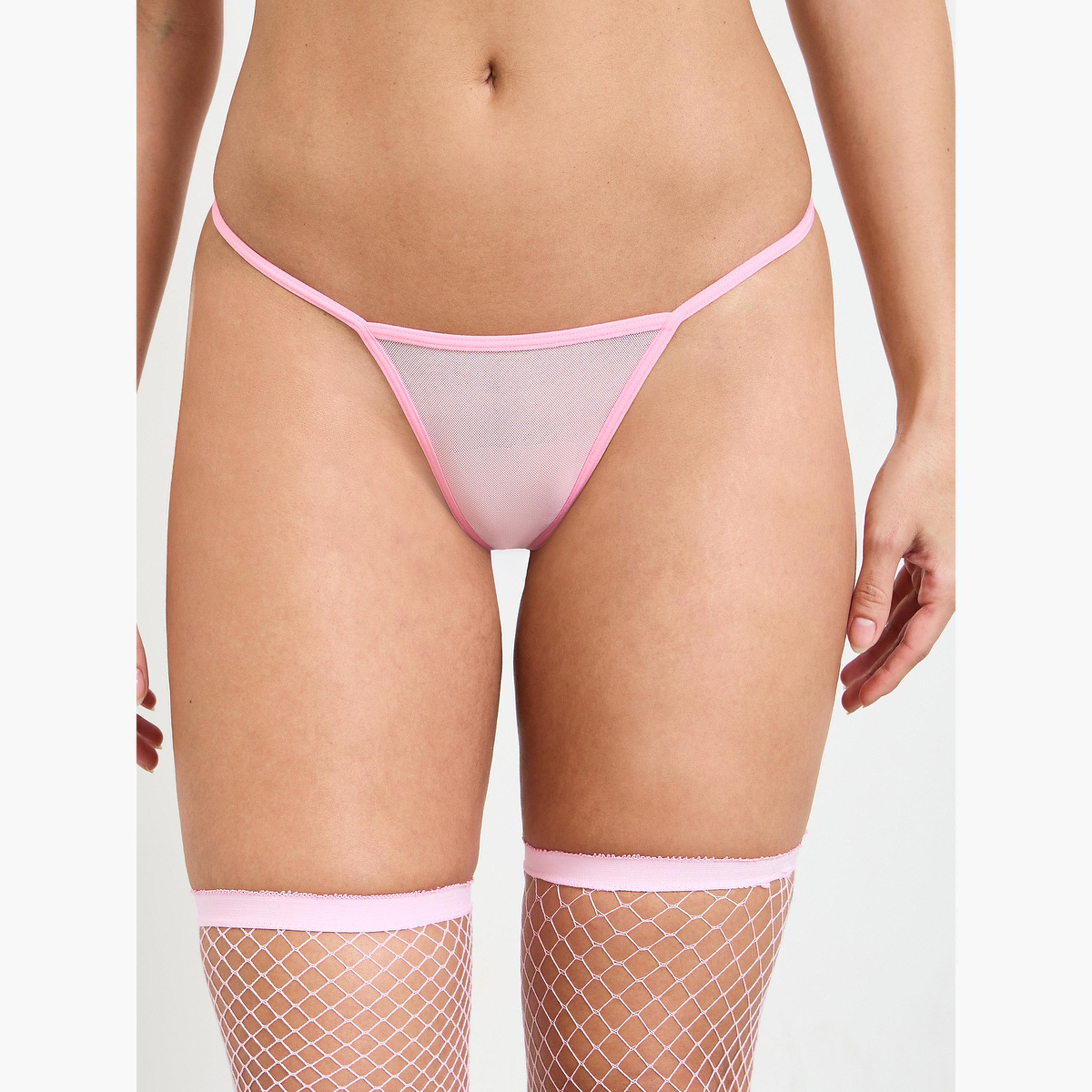 Take Two Pack of 4 - Pink Lace Halter Bra, Skirt, Stockings and Thong Lingerie Set-women-clothing-lingerie-lingeriesets-image-8