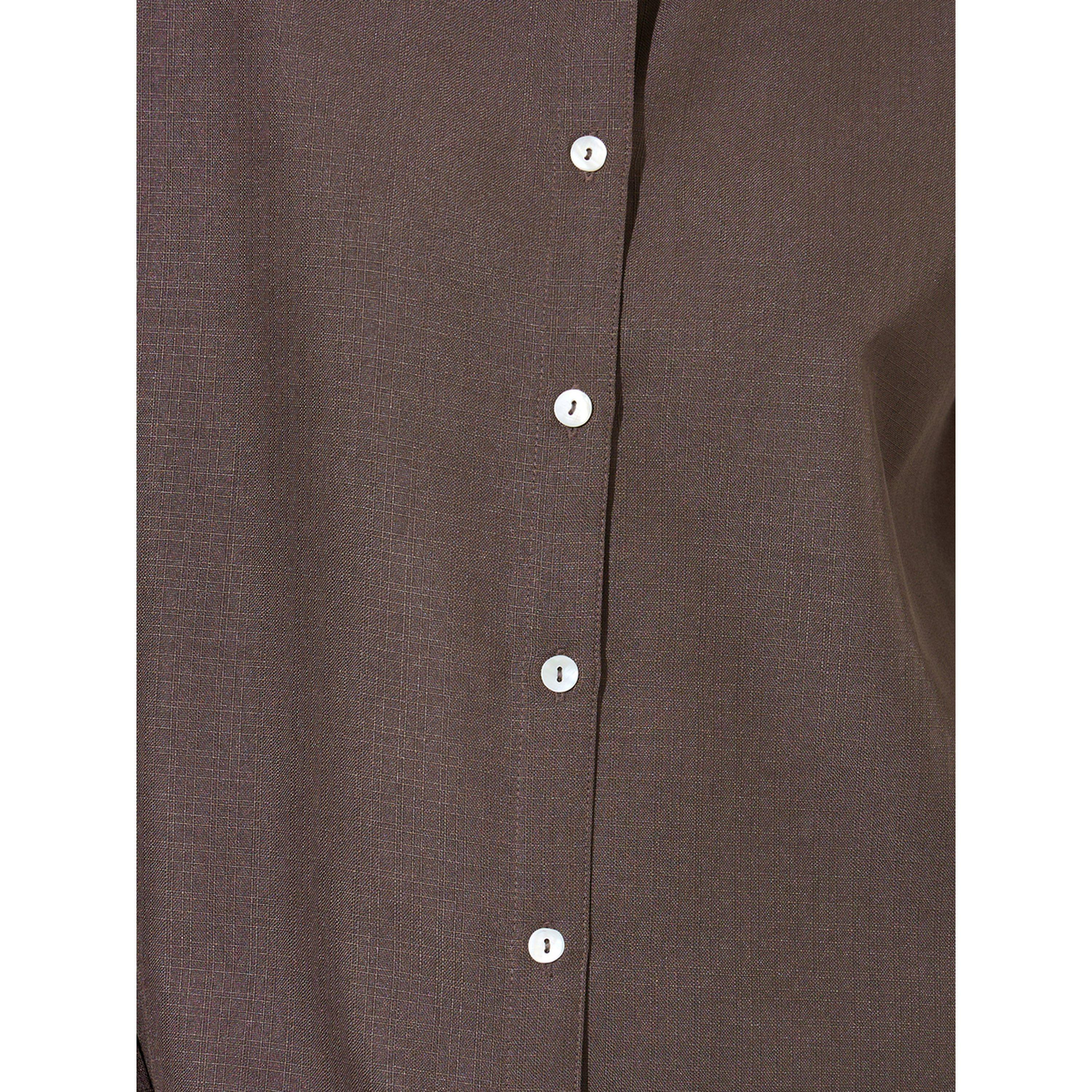 بلوزة واسعة سادة بأكمام طويلة وأزرار باللون البني-women-clothing-shirtsandblouses-shirts-image-6