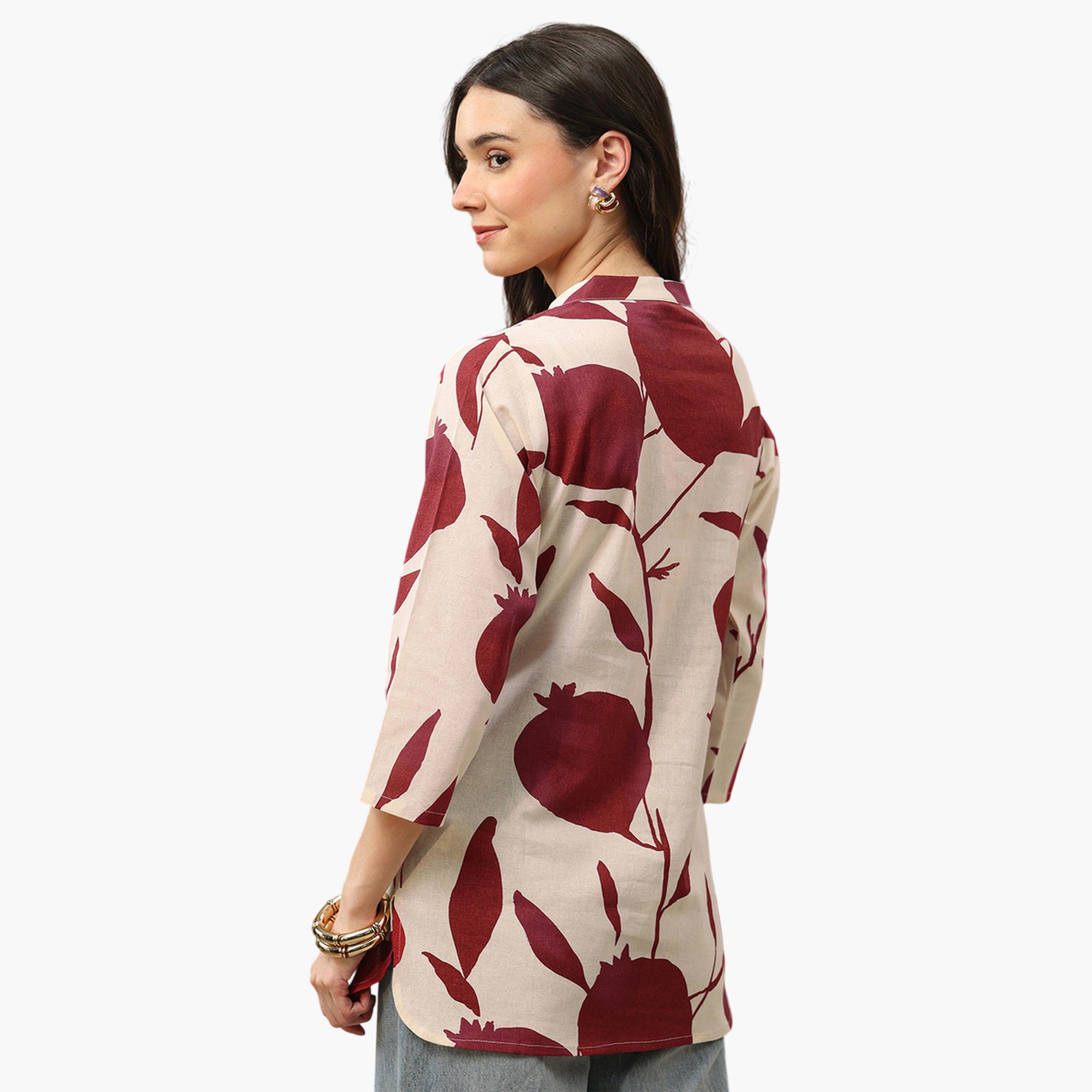 Libas X Styli Off White Printed Cotton Shirt-women-clothing-shirtsandblouses-shirts-image-4
