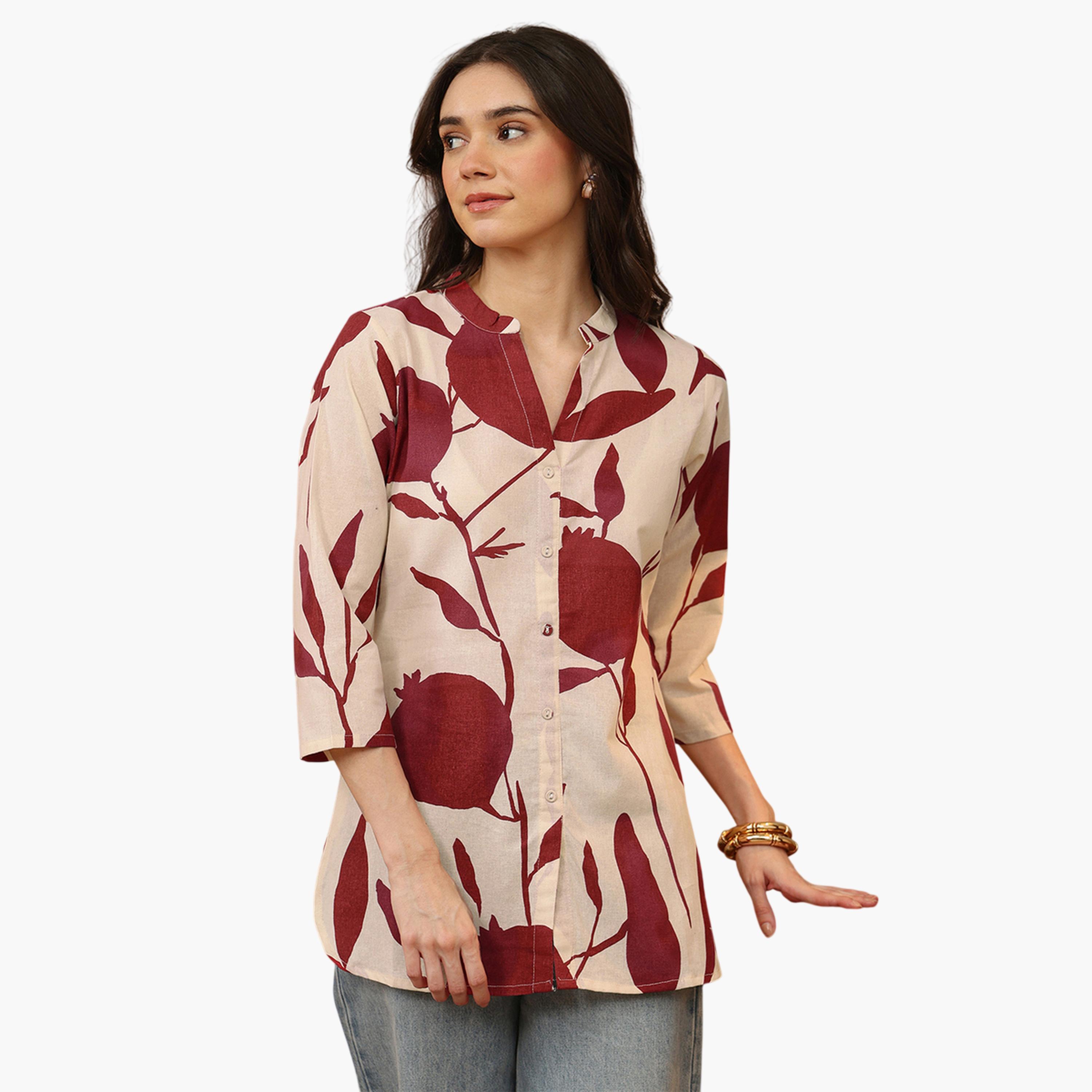 Libas X Styli Off White Printed Cotton Shirt-women-clothing-shirtsandblouses-shirts-image-6